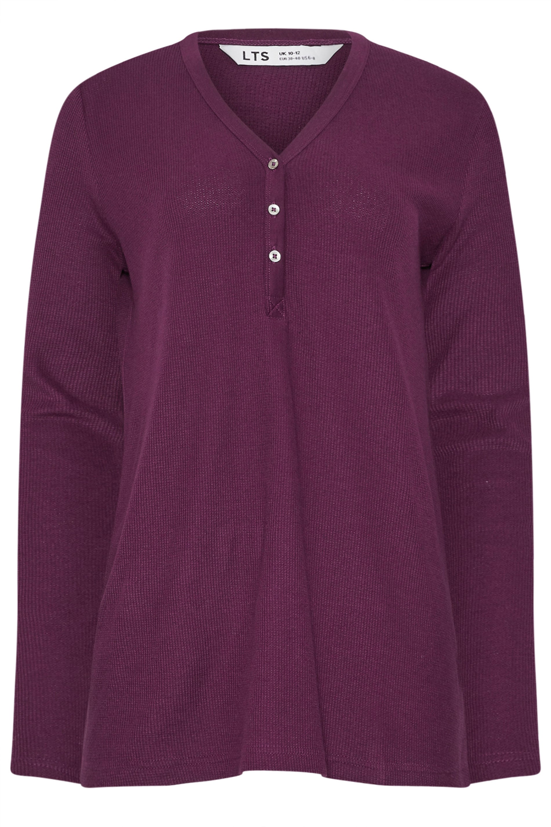  LTS Tall Burgundy Red Cotton Waffle Pyjama Top