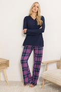  LTS Tall Purple Cotton Check Pyjama Bottoms