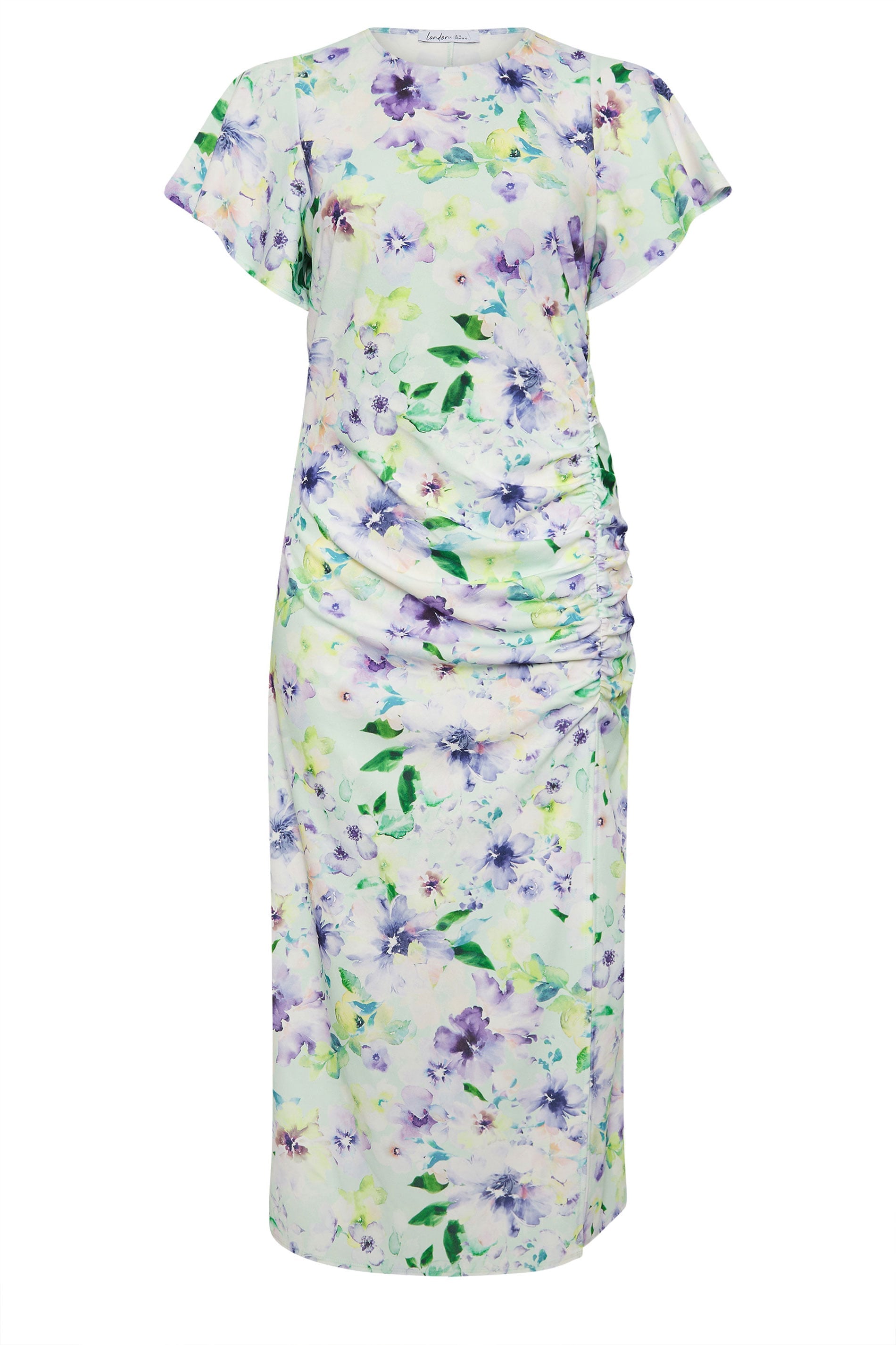  YOURS LONDON - Robe Maxi Verte Eau Floral Plissée