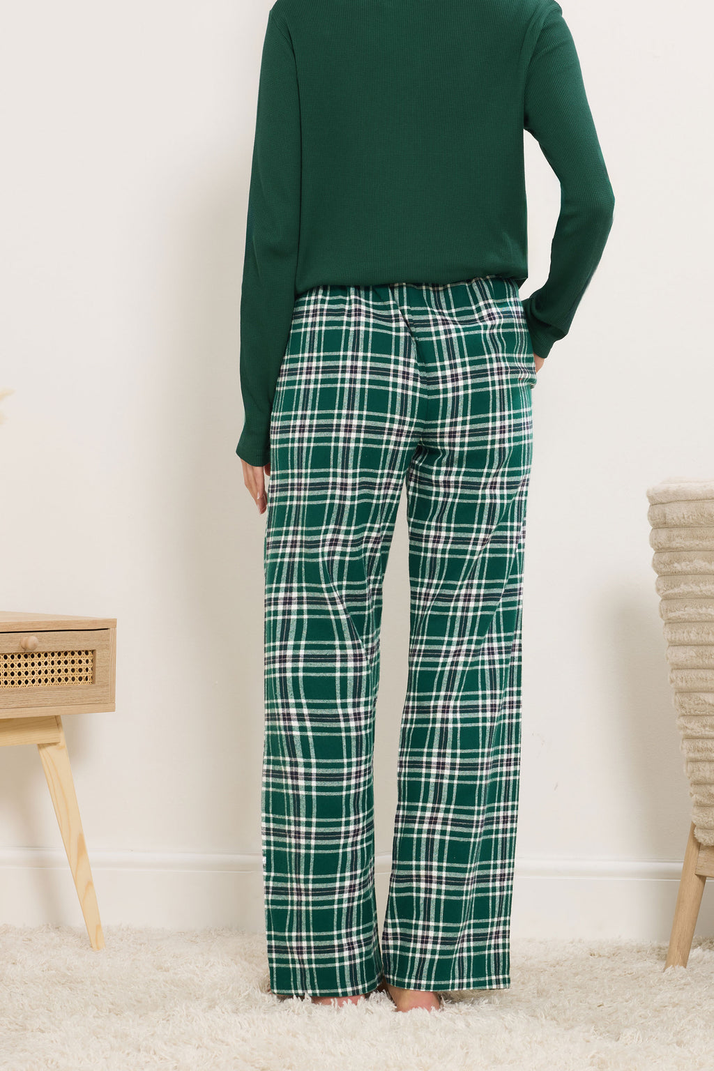  LTS Tall Green Cotton Check Pyjama Bottoms