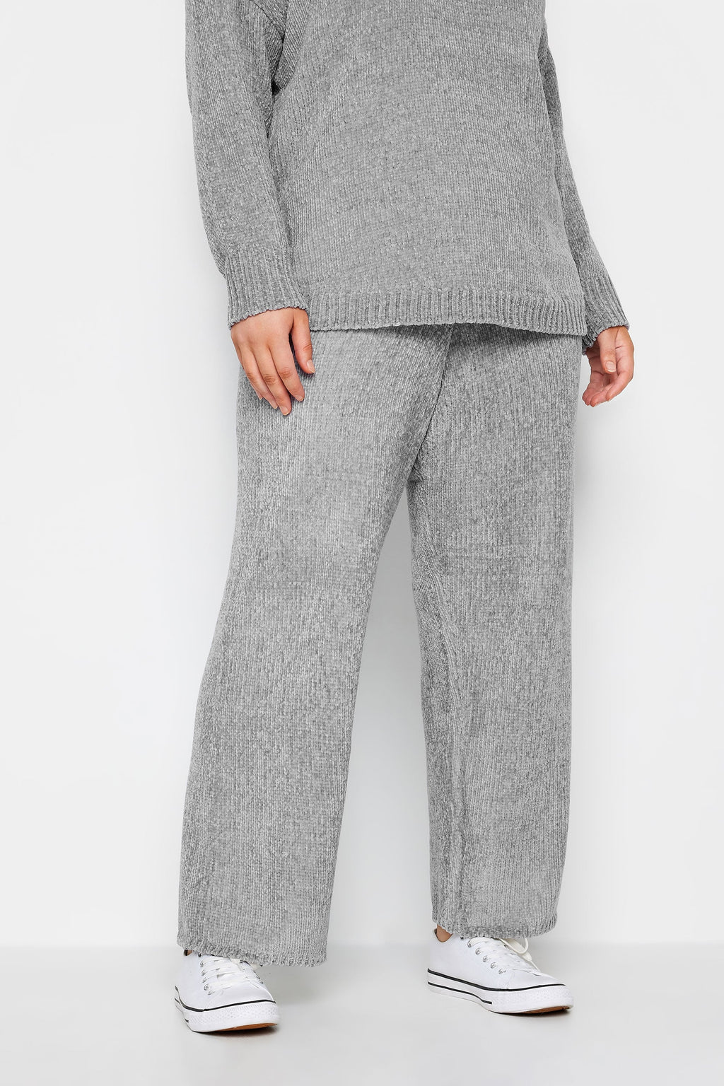  Evans Grey Knitted Chenille Wide Leg Jogger