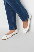  LTS Ivory White Woven Ballerina Pumps In Standard Fit