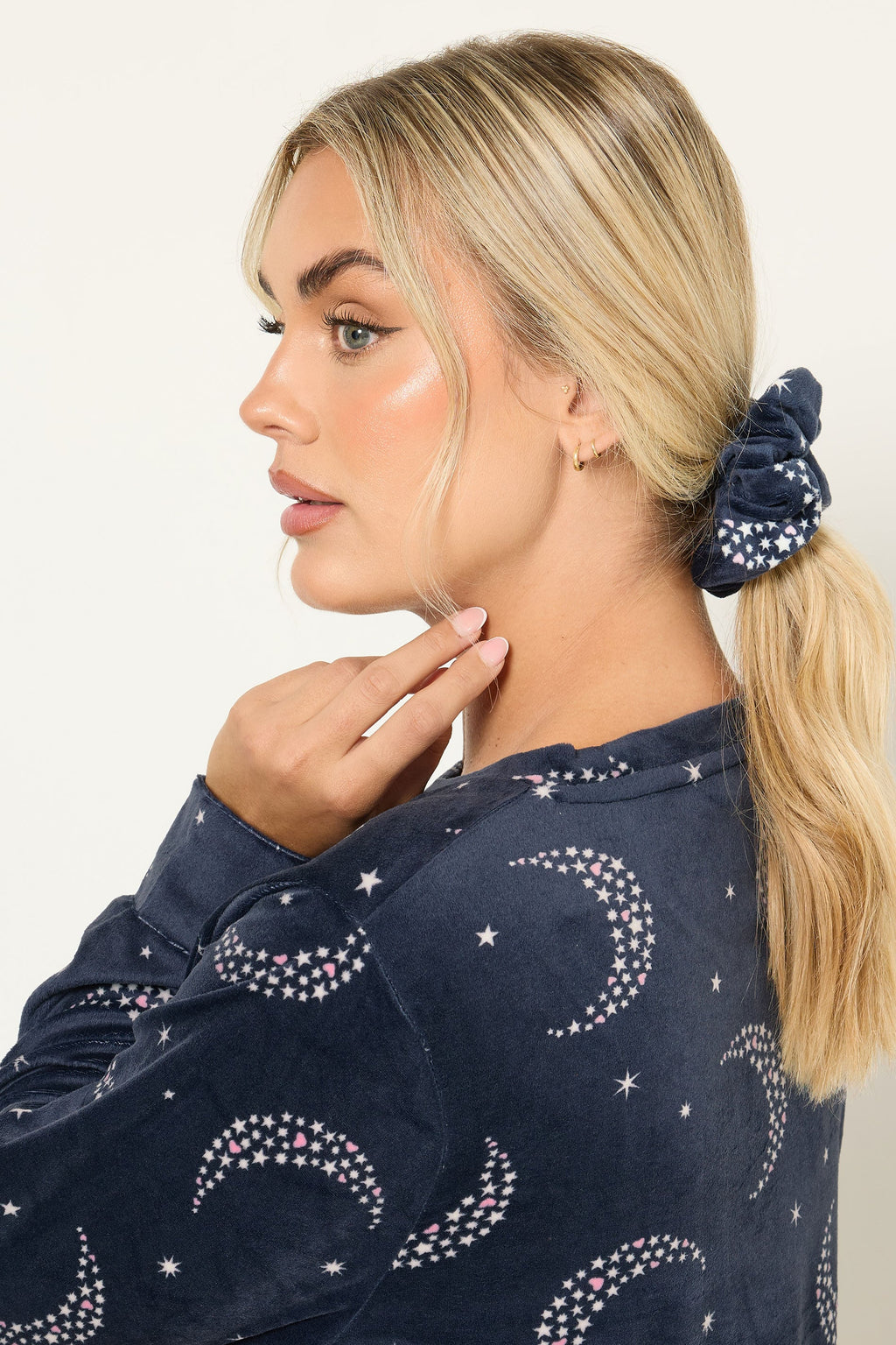  YOURS Curve Ensemble Pyjama Et Chouchou En Polaire Bleu Marine Moon & Star