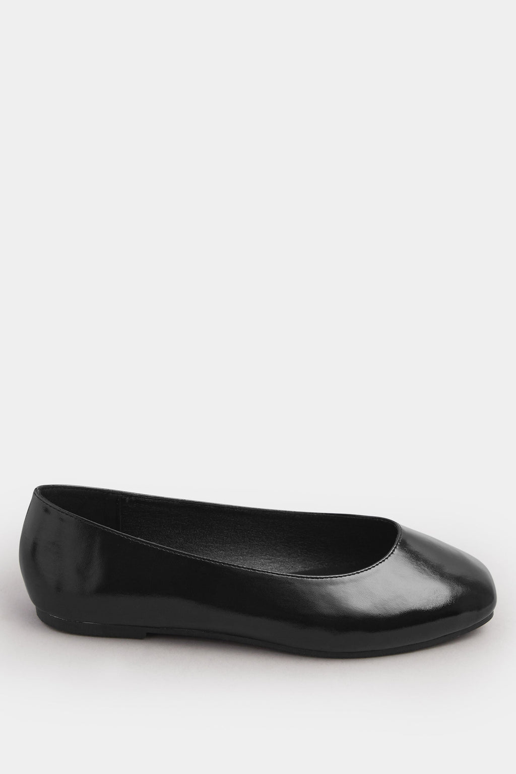 Ballerines à Bout Carré En Similicuir Noir, Coupe Extra Large EEE
