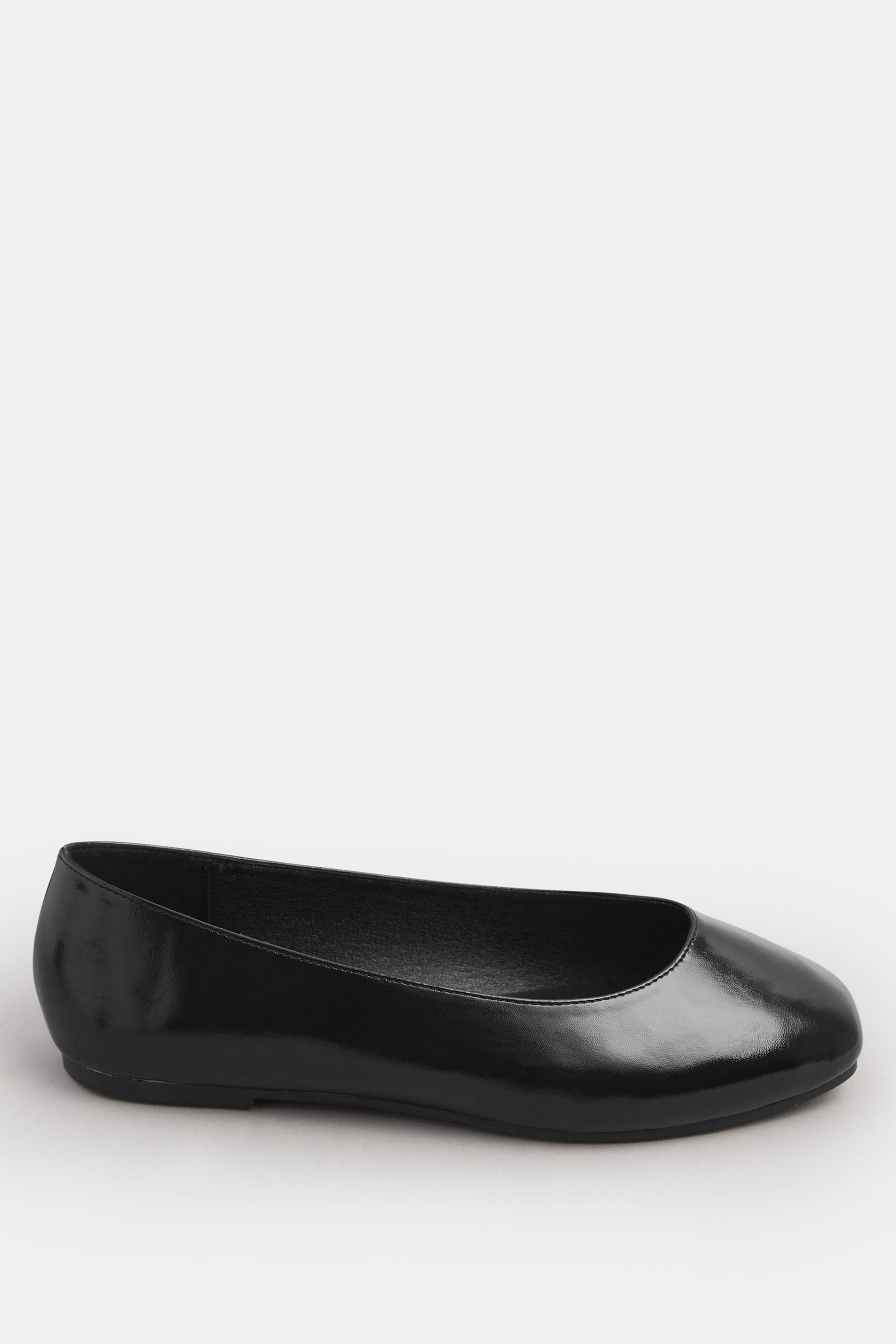  Ballerines à Bout Carré En Similicuir Noir, Coupe Extra Large EEE