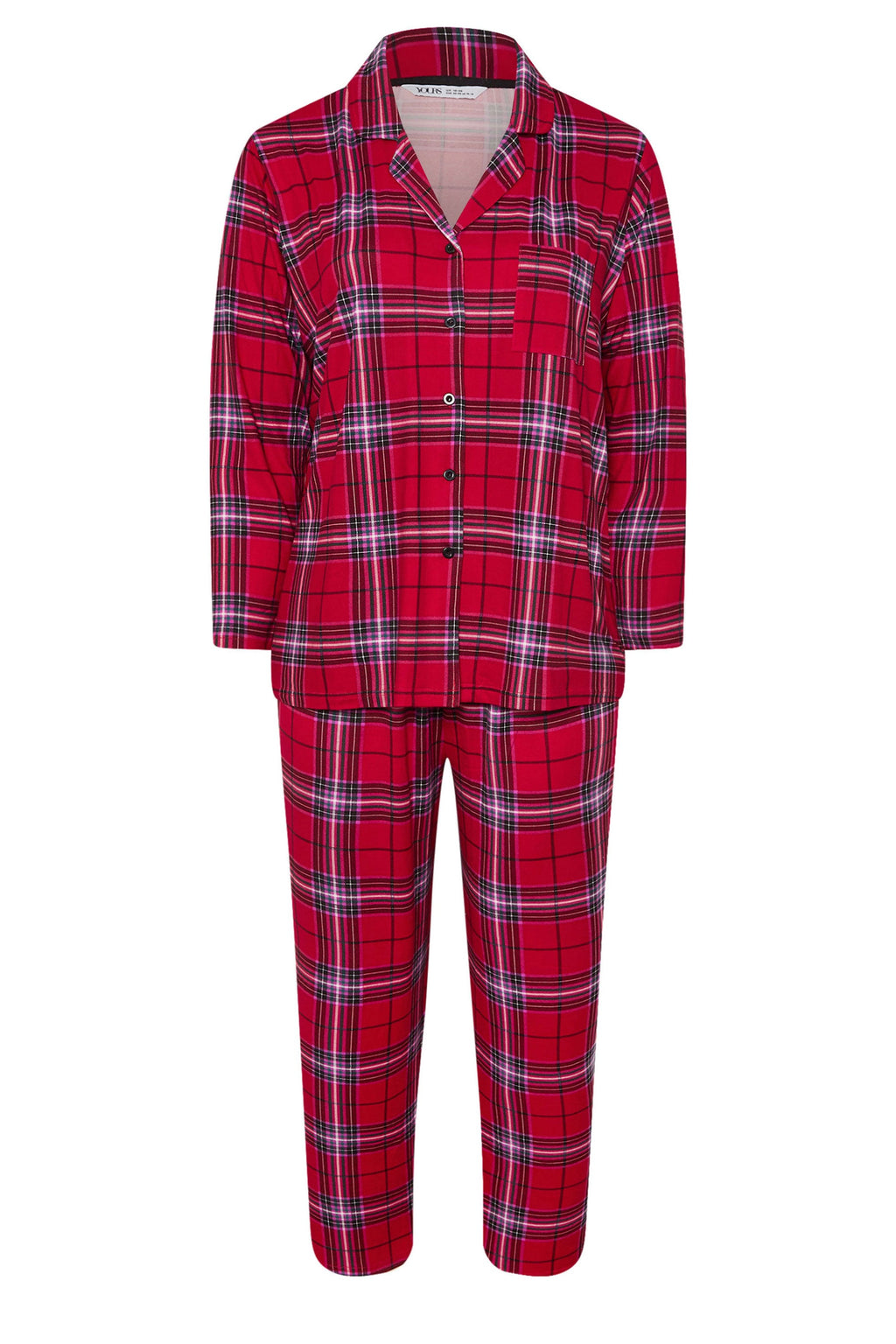  YOURS Curve Ensemble De Pyjama Doux Au Toucher à Carreaux Rouges