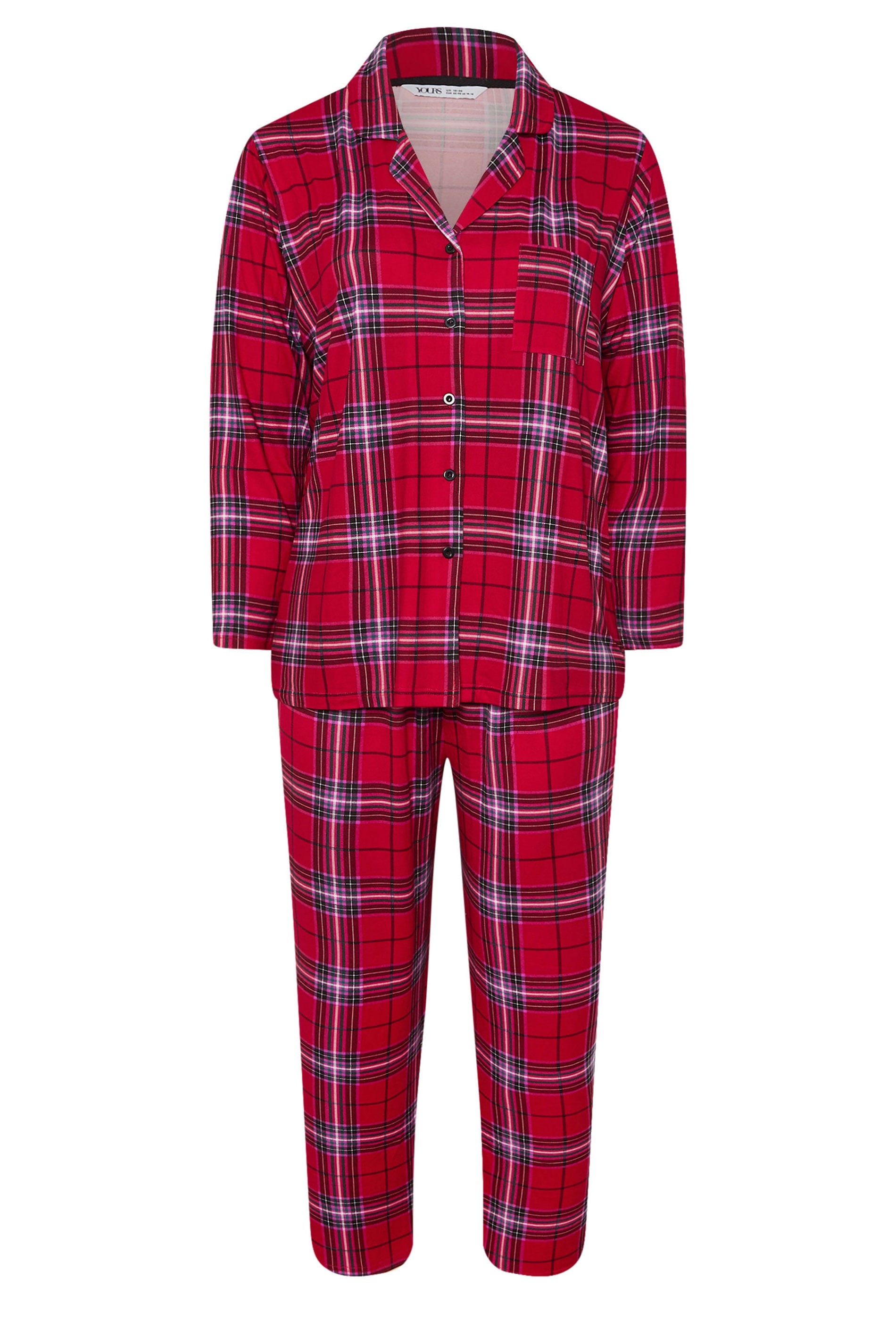  YOURS Curve Ensemble De Pyjama Doux Au Toucher à Carreaux Rouges