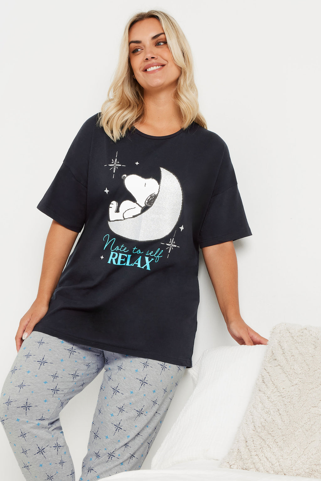  SNOOPY - Ensemble De Pyjama Bleu Marine & Gris 'Relax'