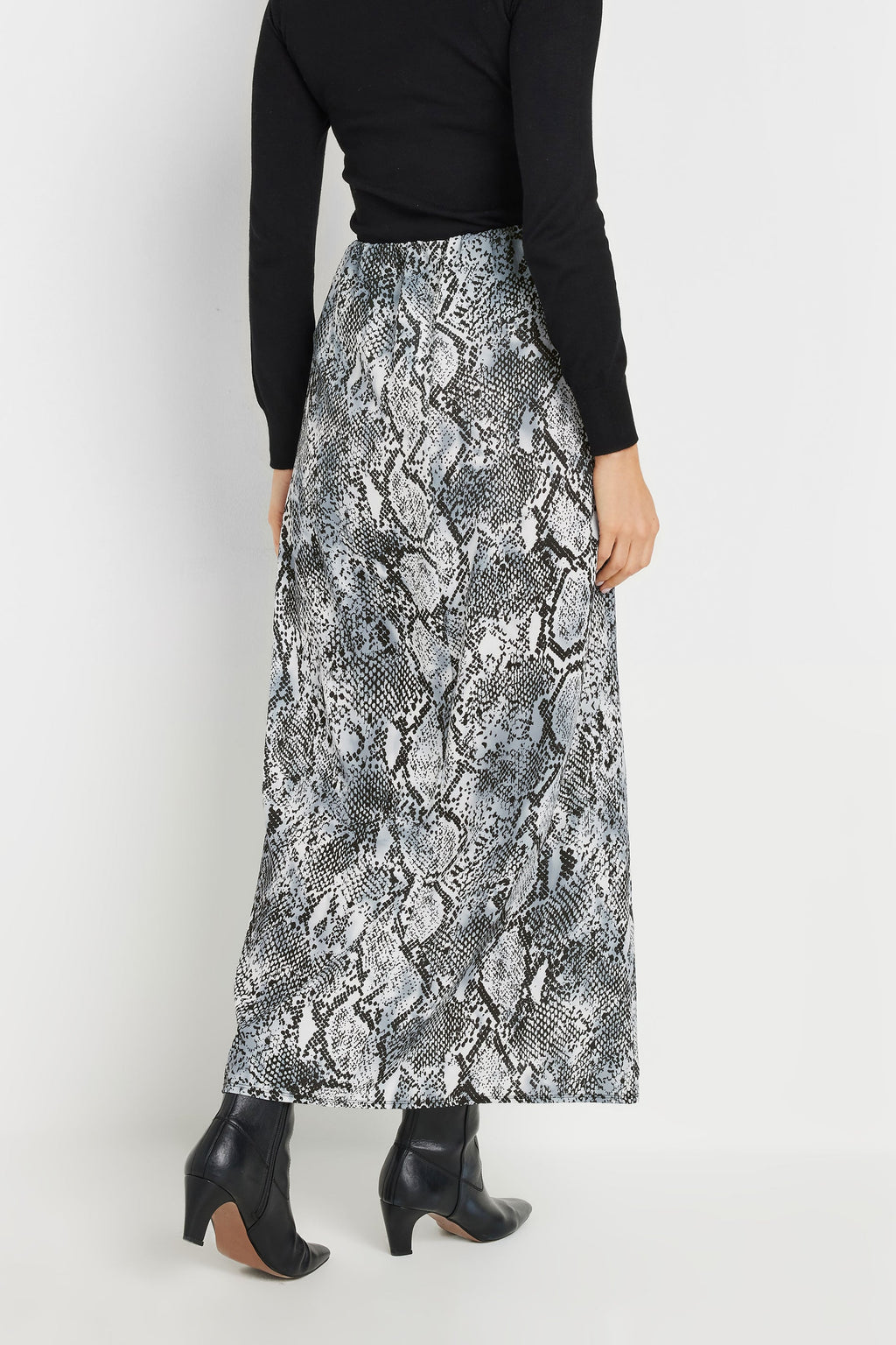  LTS Tall Grey Snake Print Slip-On Maxi Skirt