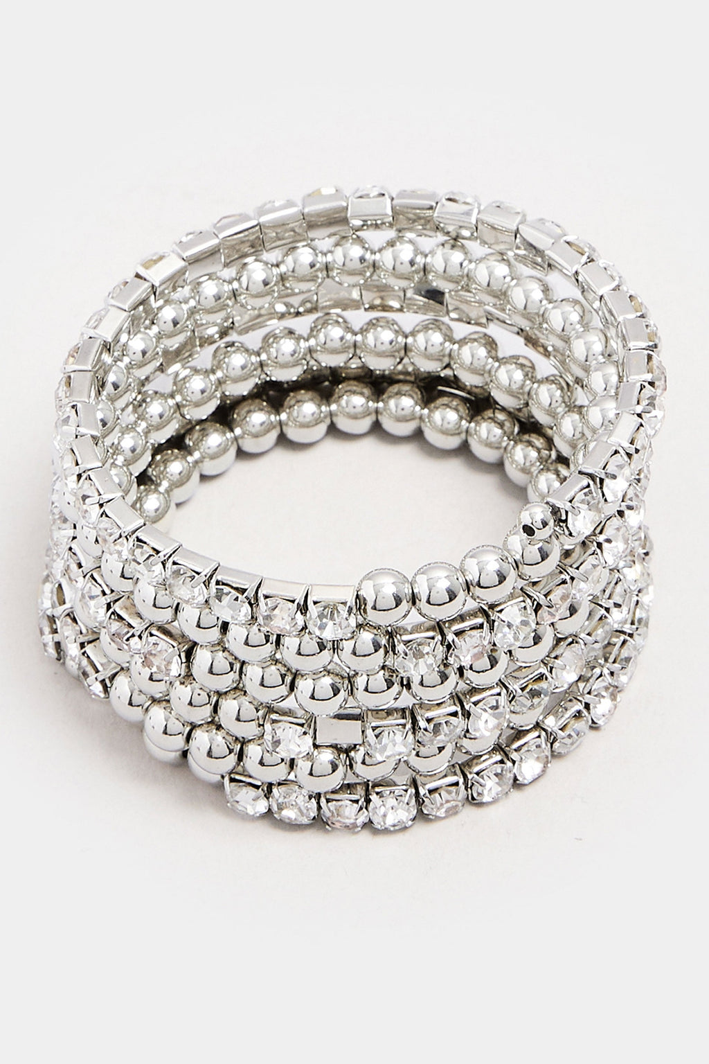  Silver Tone Diamante Stretch Statement Bracelet