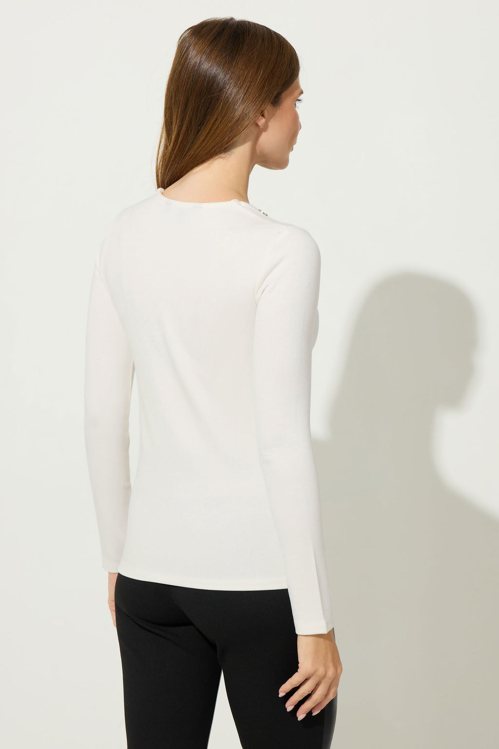 STAR White Button Detail Top