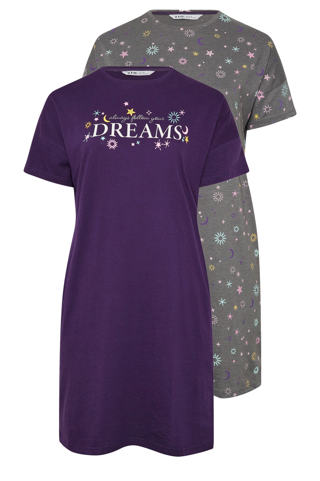  YOURS - Lot De 2 Chemises De Nuit Violette & Grise