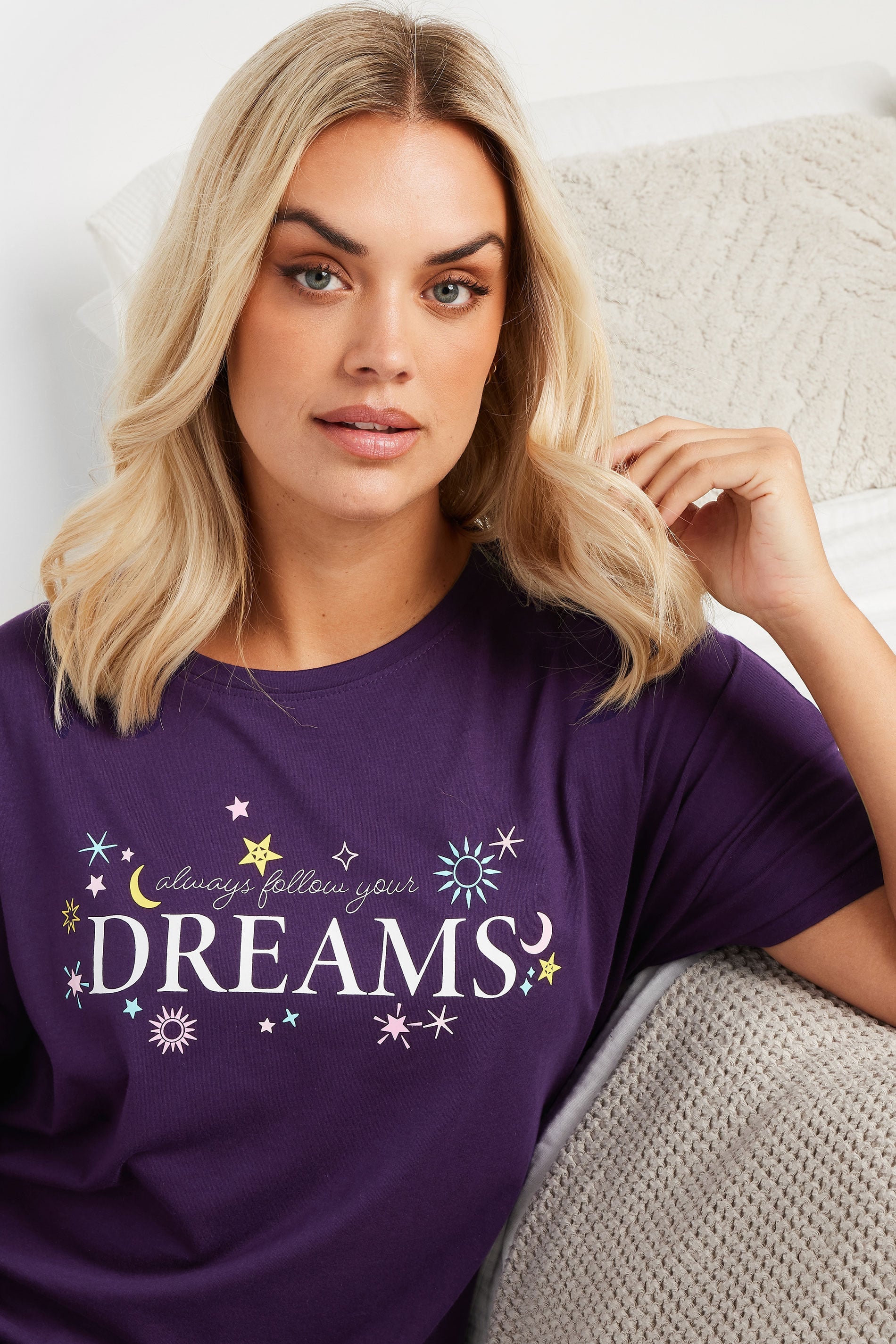  YOURS - Lot De 2 Chemises De Nuit Violette & Grise