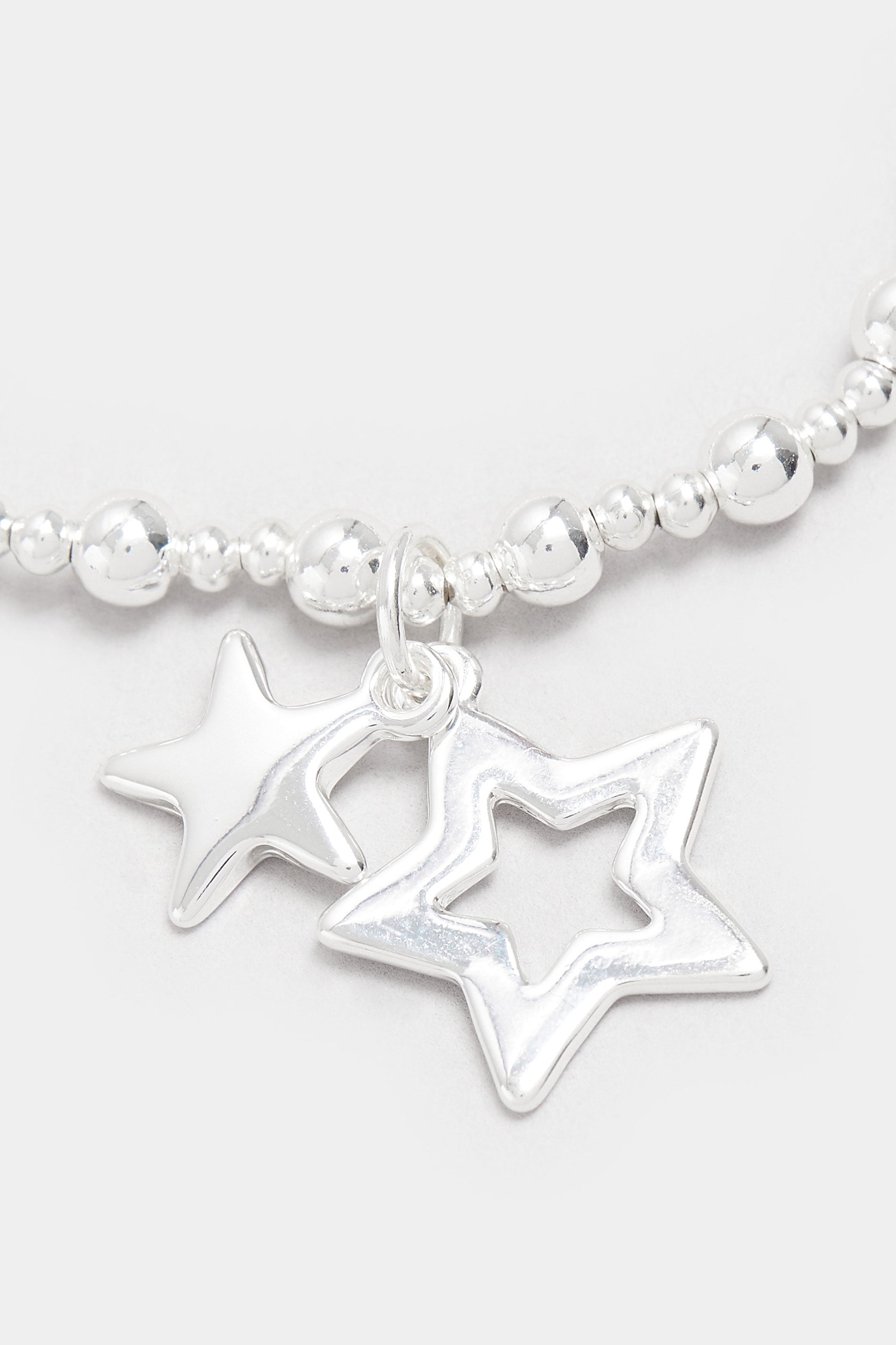  Silver Tone Star Stretch Bracelet