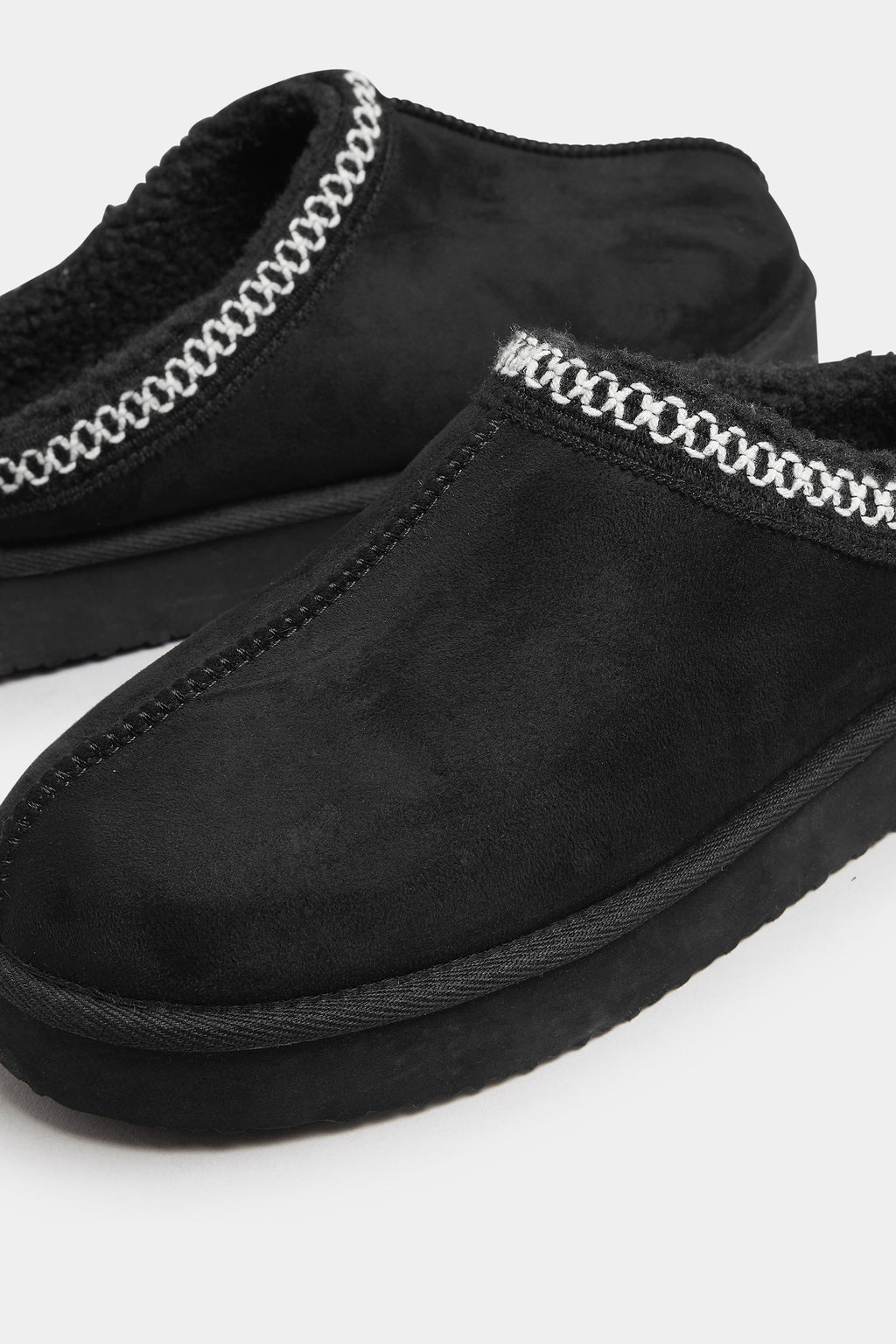  Mules Brodées En Faux Daim Noir, Coupe Extra Large EEE