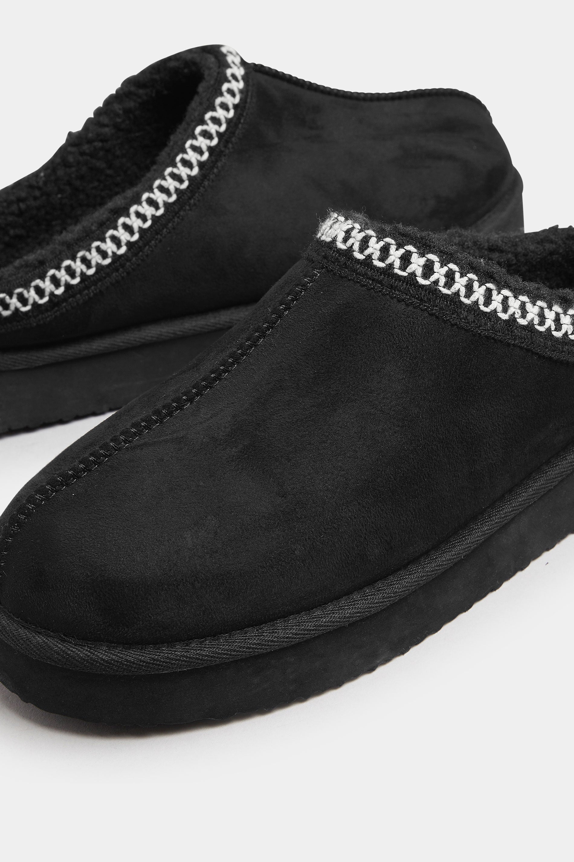  Mules Brodées En Faux Daim Noir, Coupe Extra Large EEE