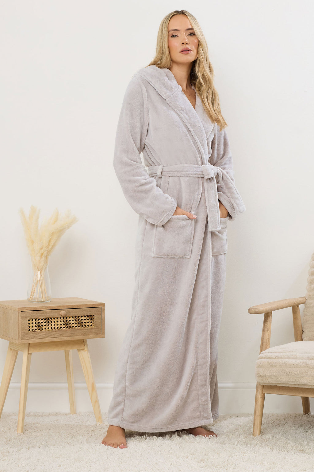  LTS Tall Stone Brown Luxury Soft Fleece Maxi Dressing Gown