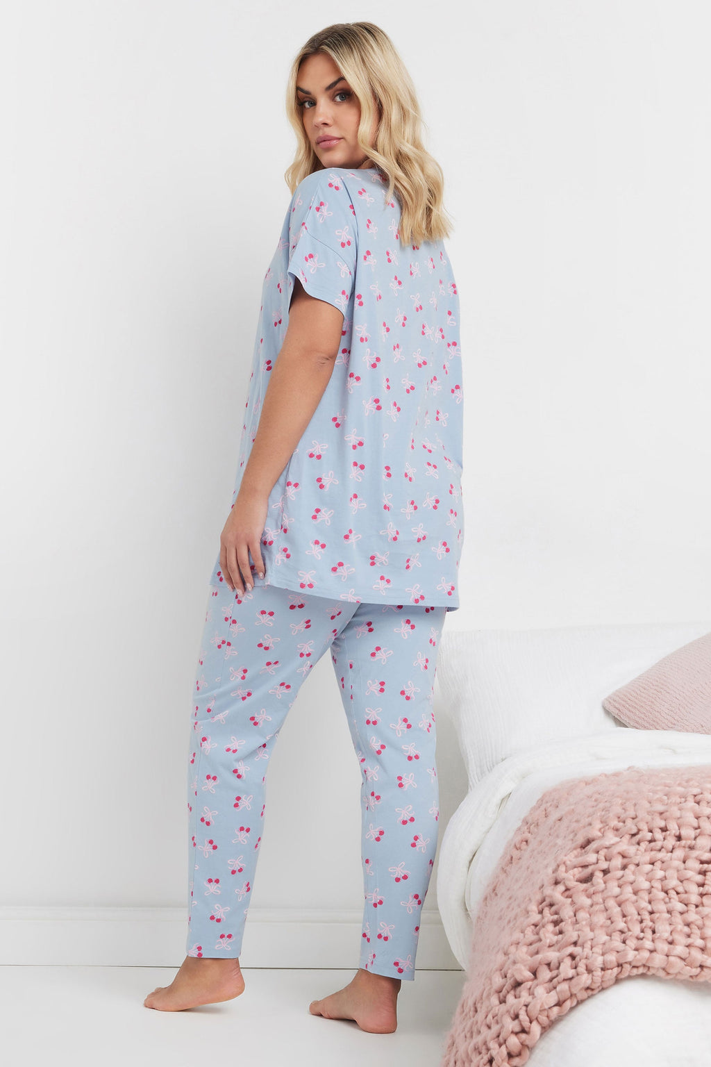  YOURS - Ensemble De Pyjama Bleu Ciel Cerises & Noeuds