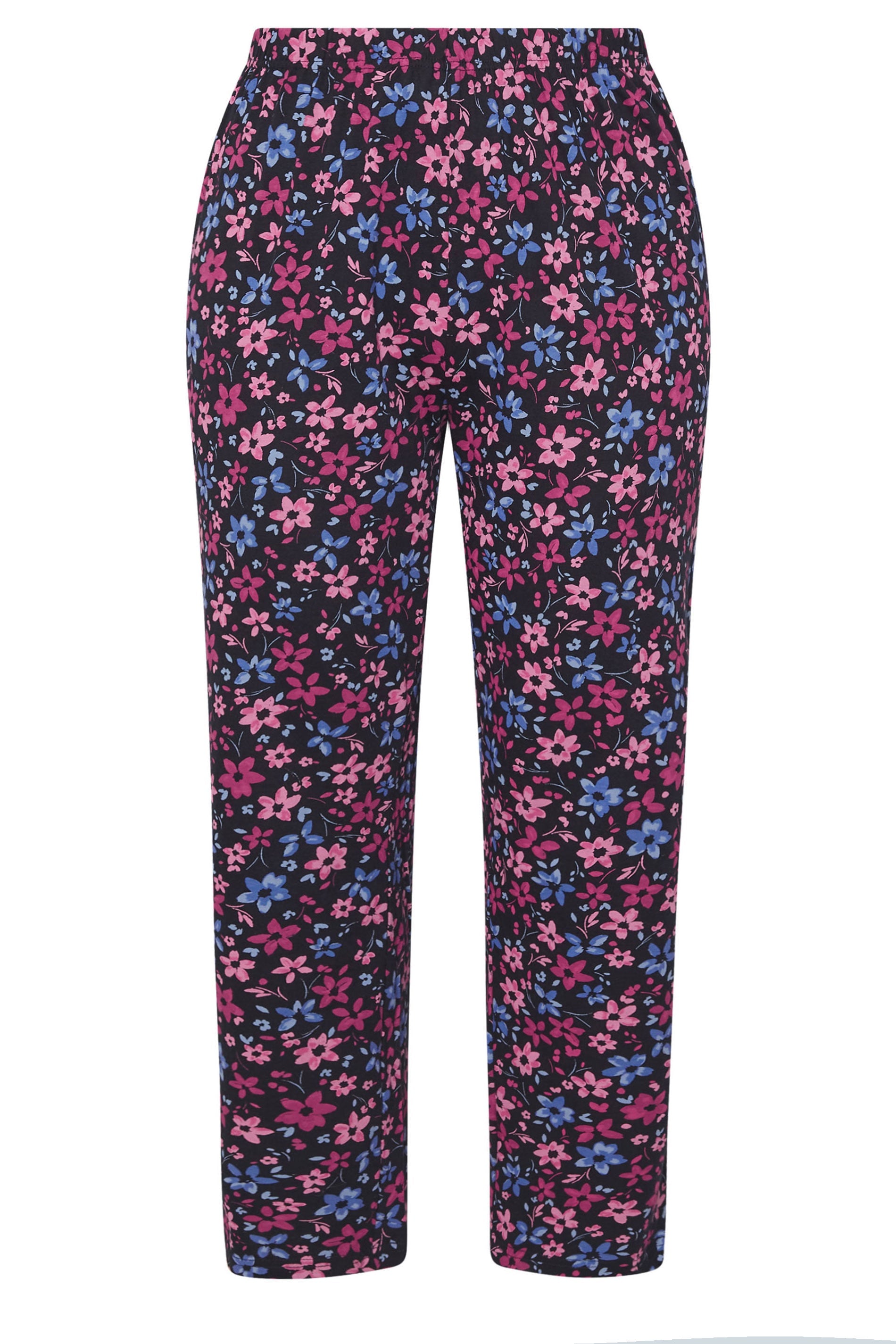  YOURS - Bas De Pyjama Bleu Marine Floral Coupe Wide Leg