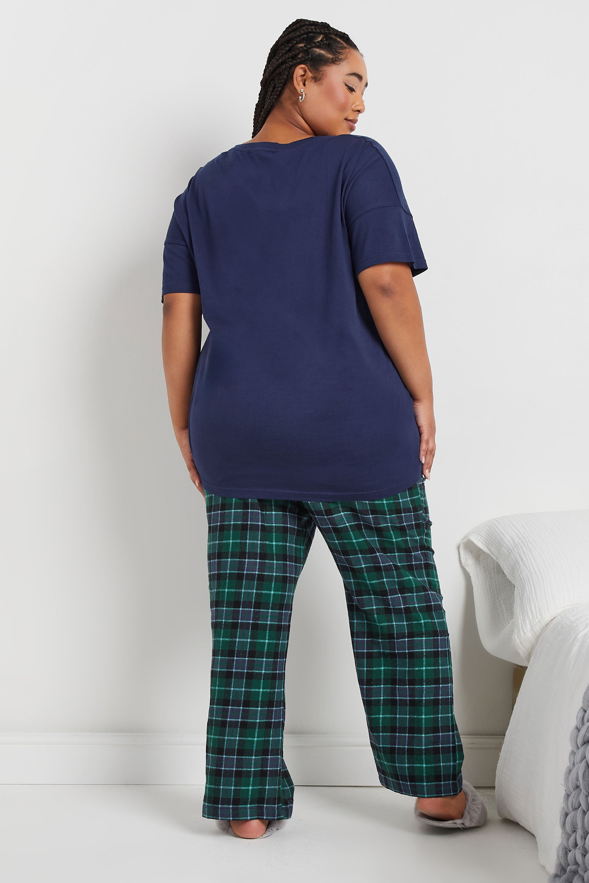  YOURS - Ensemble De Pyjama Bleu Marine & Vert à Carreaux