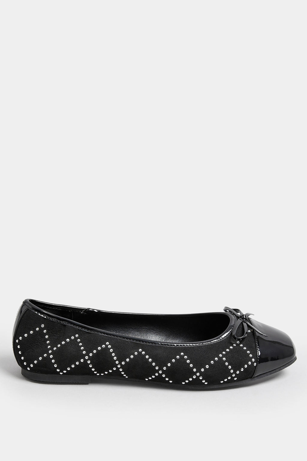  Ballerines Noires Carrées à Strass Effet Daim Pieds Extra Larges EEE