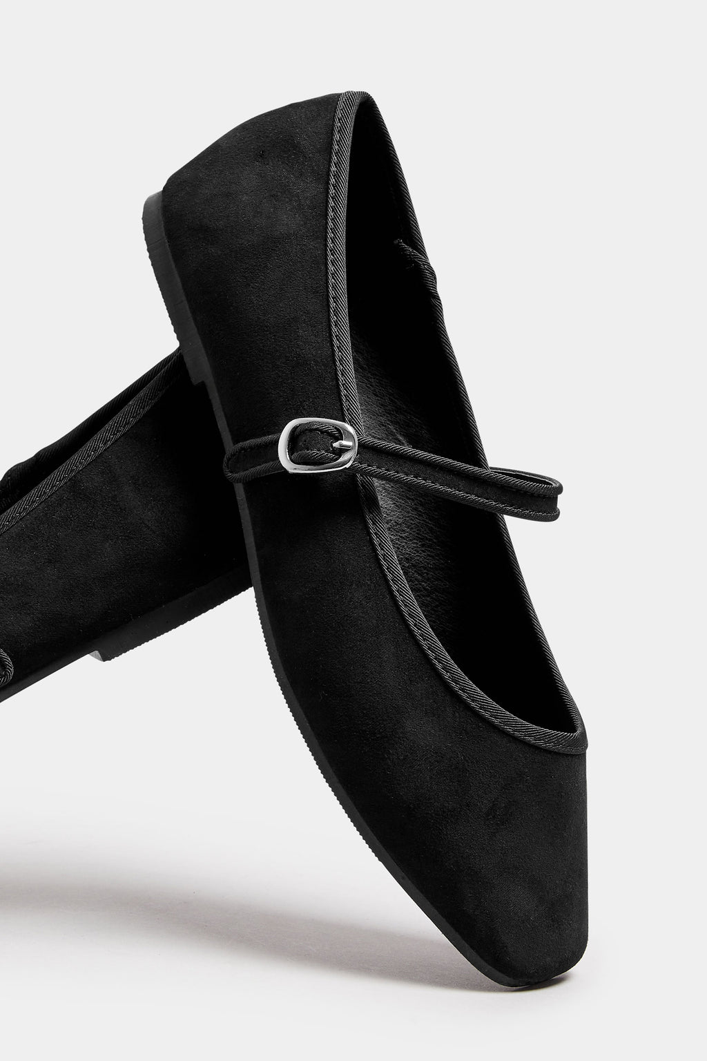  Ballerines Noires Effet Daim Carrées Avant Pieds Extra Larges EEE