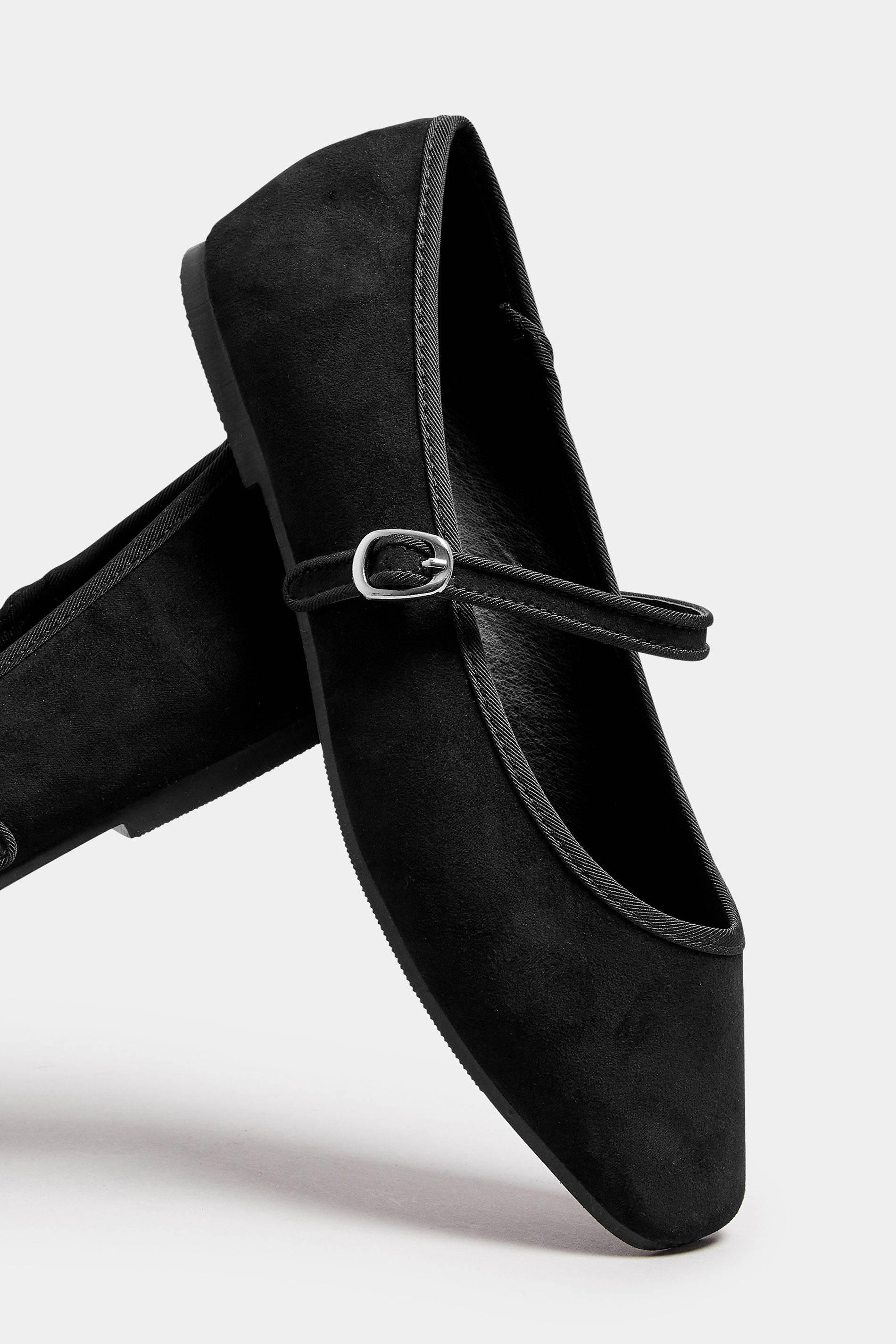  Ballerines Noires Effet Daim Carrées Avant Pieds Extra Larges EEE