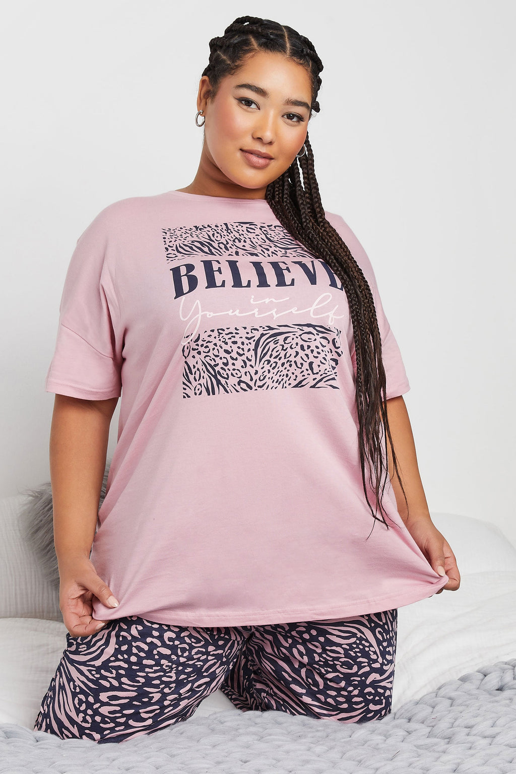  YOURS - Ensemble De Pyjama Rose 'Believe' Léopard Manches Courtes