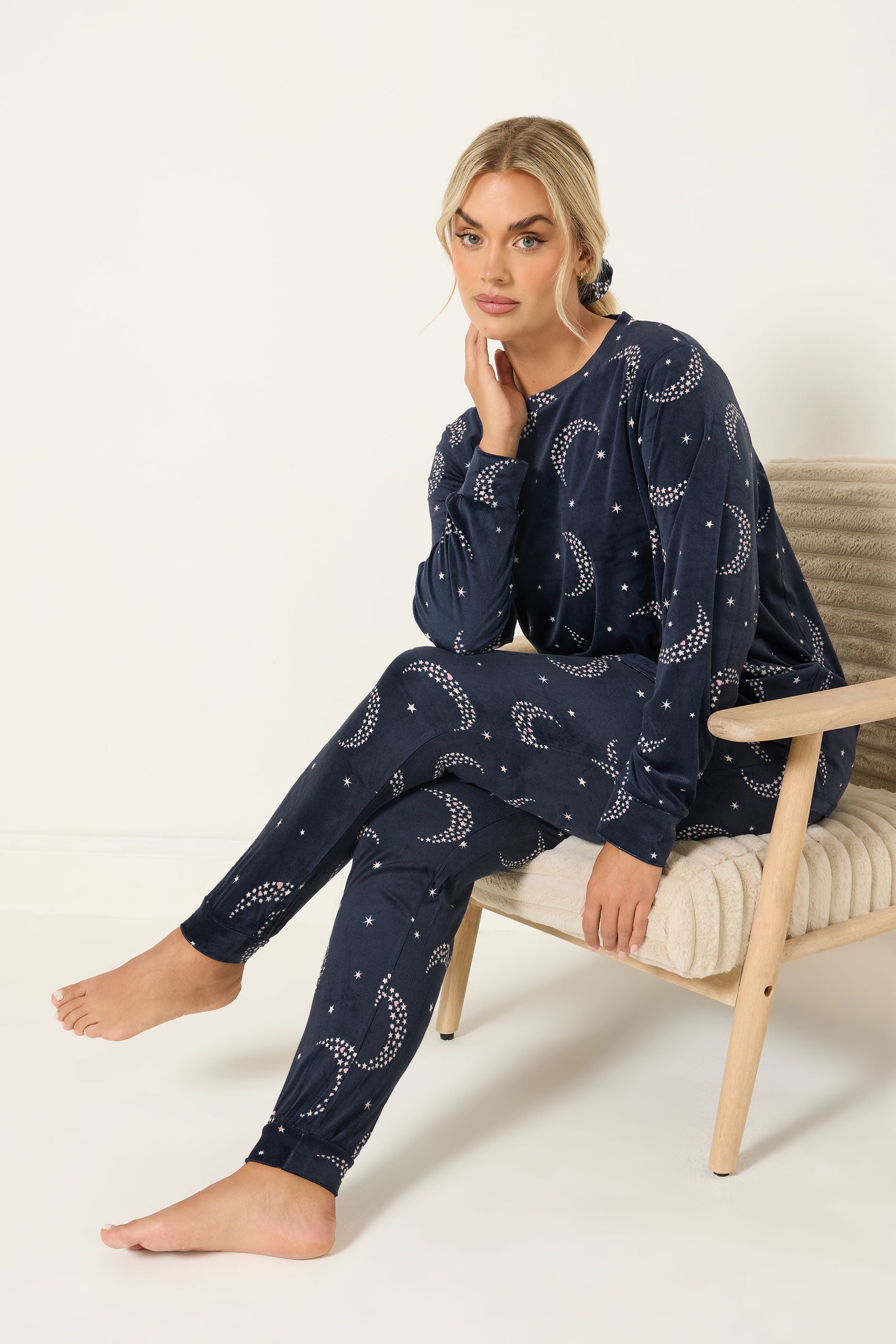  YOURS Curve Ensemble Pyjama Et Chouchou En Polaire Bleu Marine Moon & Star