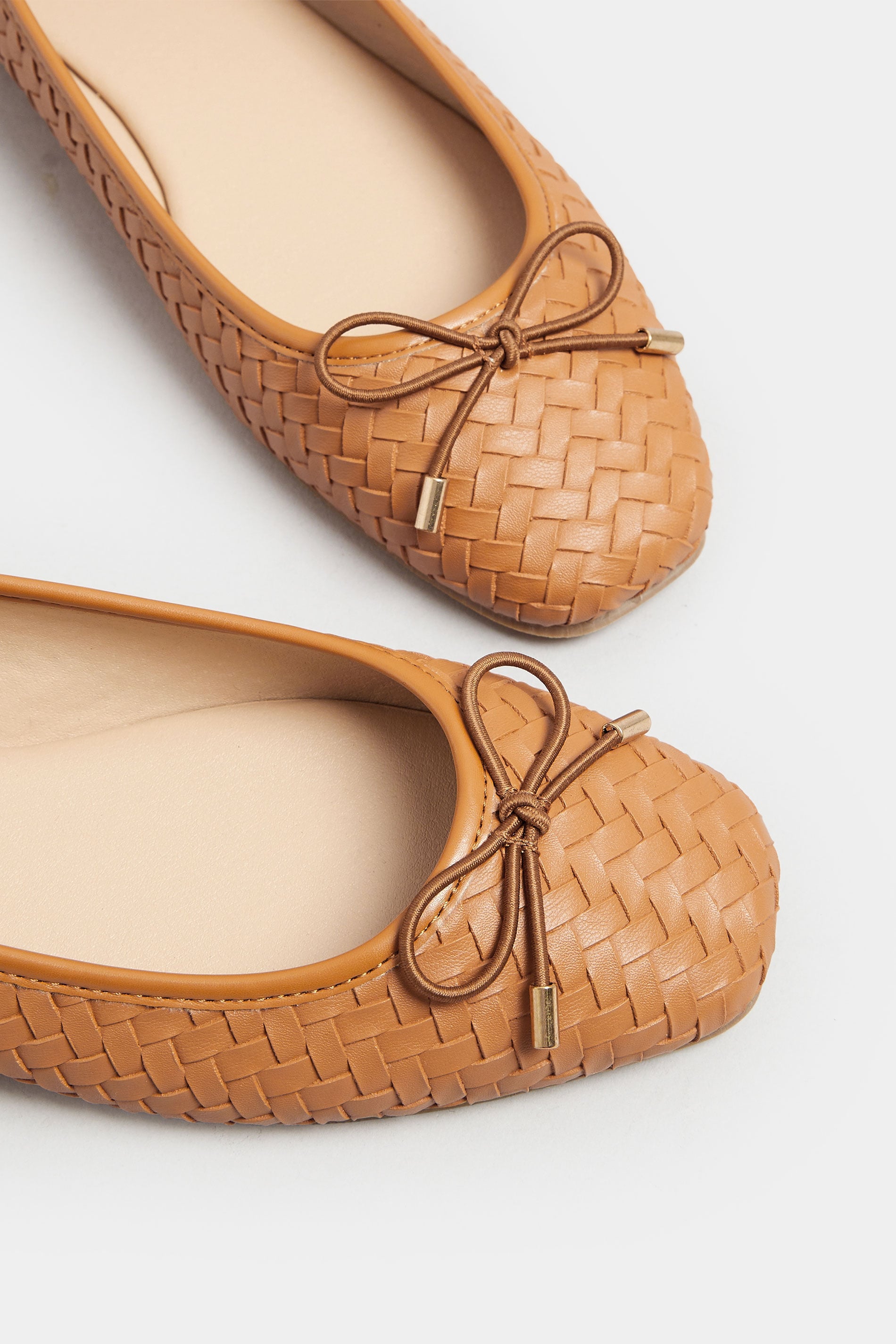  LTS Tan Brown Woven Ballerina Pumps In Standard Fit