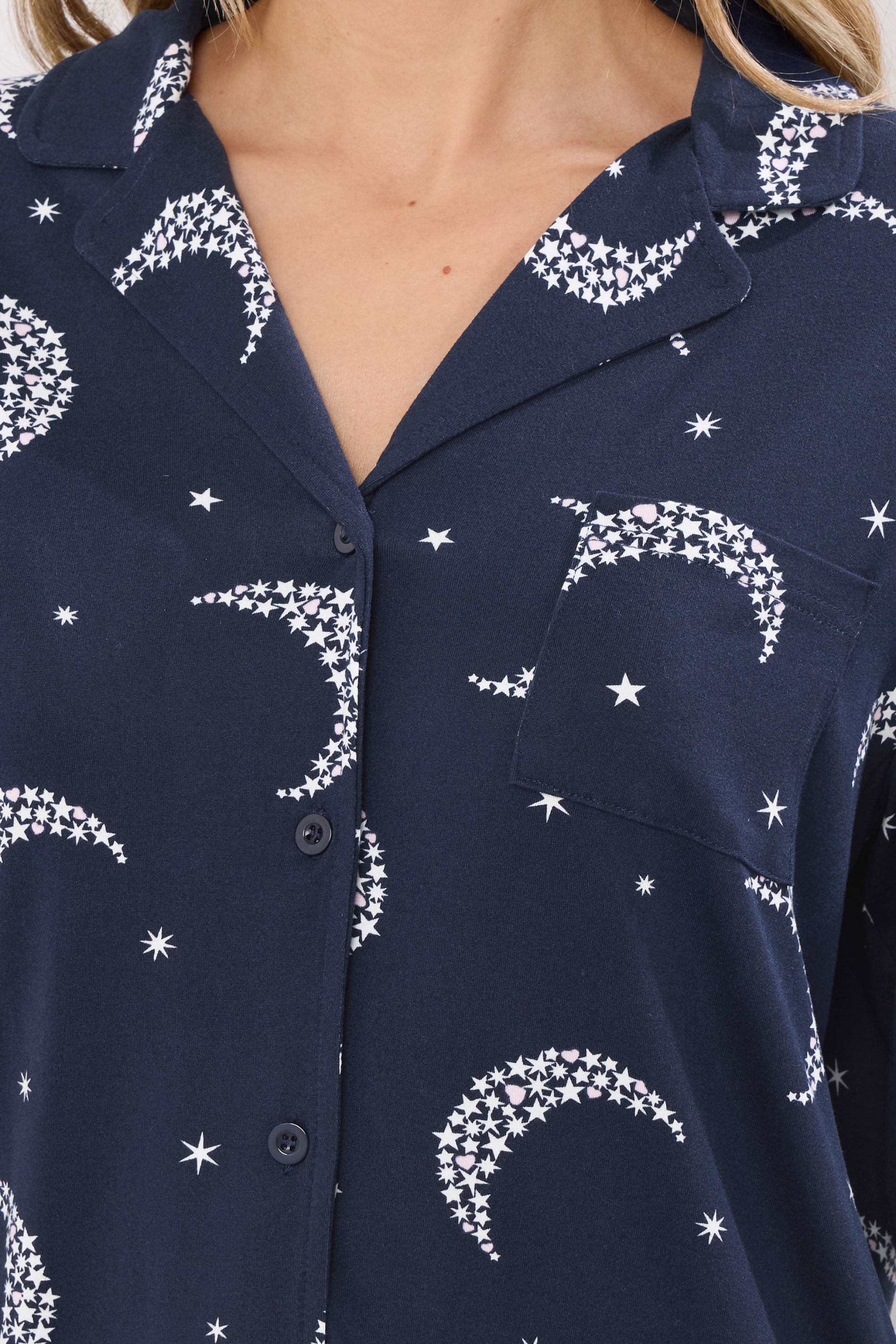  LTS Tall Navy Blue Soft Touch Moon Pyjama Set