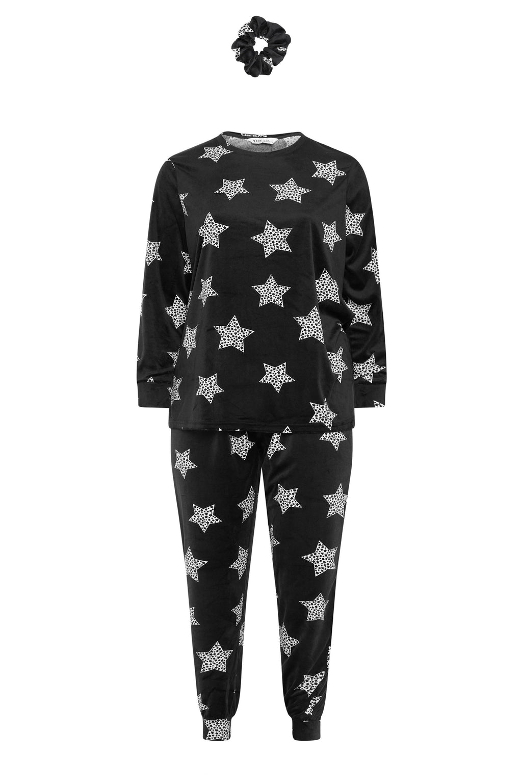  YOURS Curve Ensemble Pyjama Et Chouchou En Polaire Noir Imprimé étoiles
