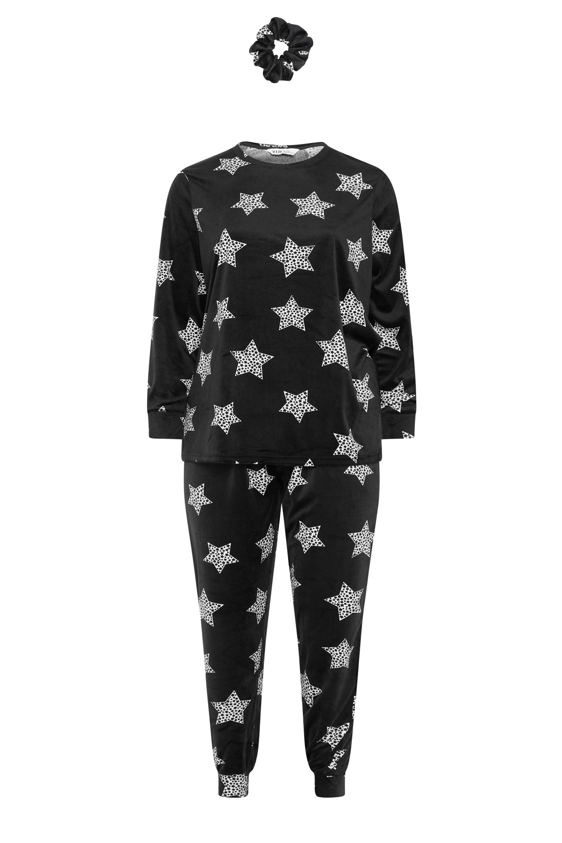  YOURS Curve Ensemble Pyjama Et Chouchou En Polaire Noir Imprimé étoiles