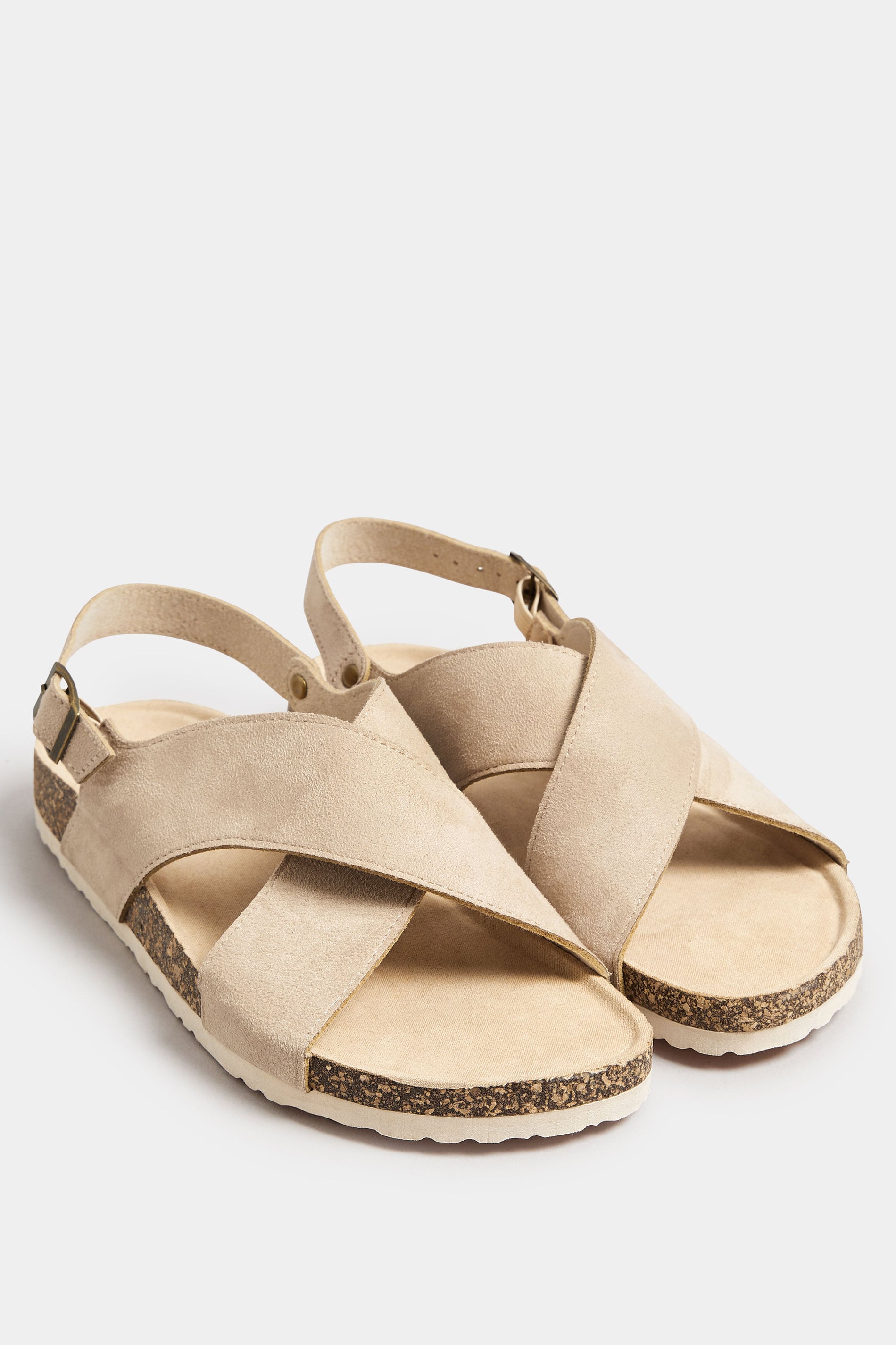  Sandales Marrons Design Croisé Pieds Extra Larges EEE