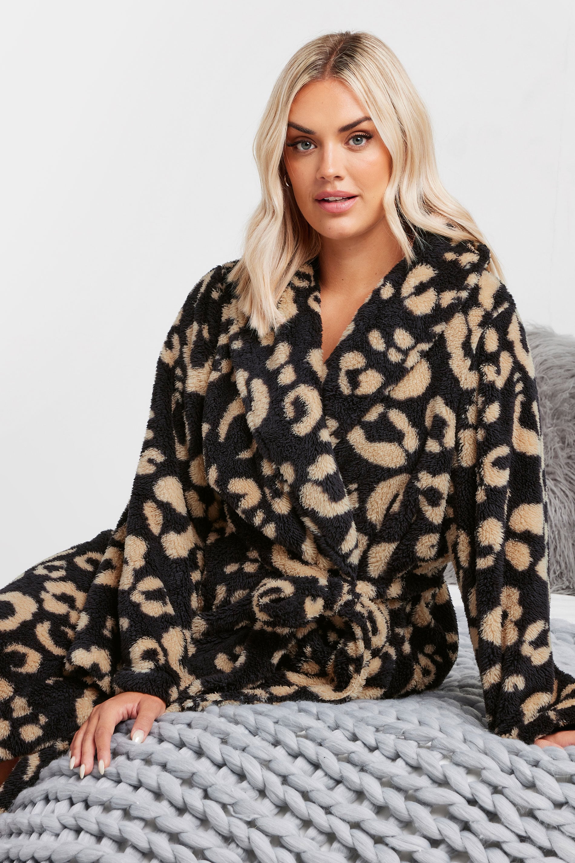  YOURS - Robe De Chambre Noire & Marron
