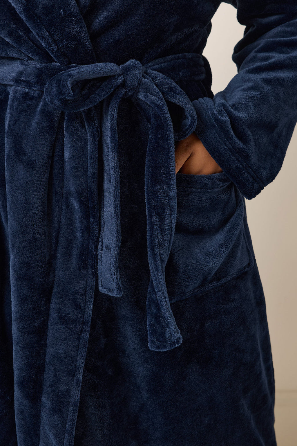  YOURS Curve Robe De Chambre Longue Super Luxueuse Bleu Marine