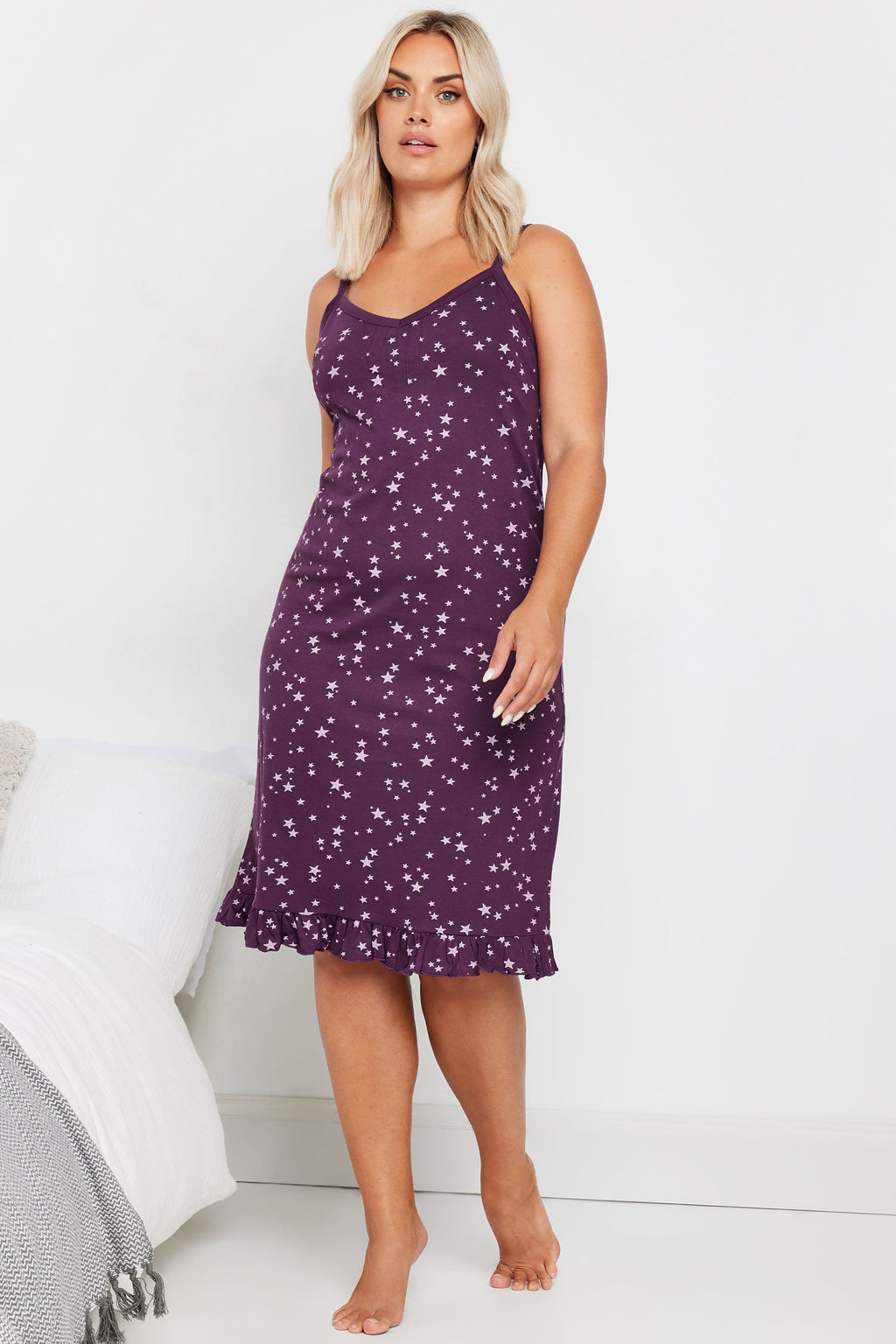  YOURS - Chemise De Nuit Violette Étoiles Fines Bretelles