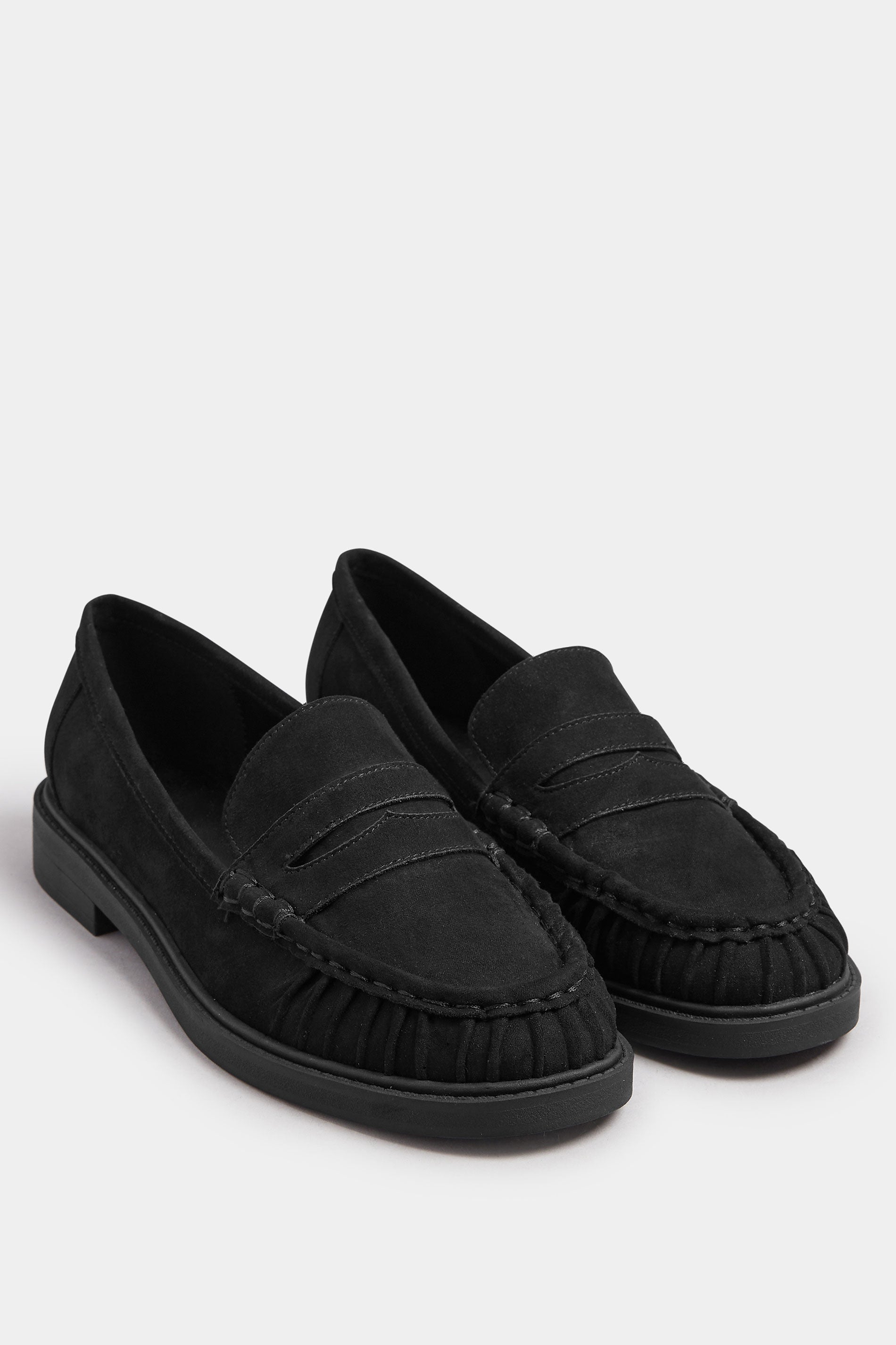  Mocassins Froncés En Similicuir Noir, Coupe Extra Large EEE