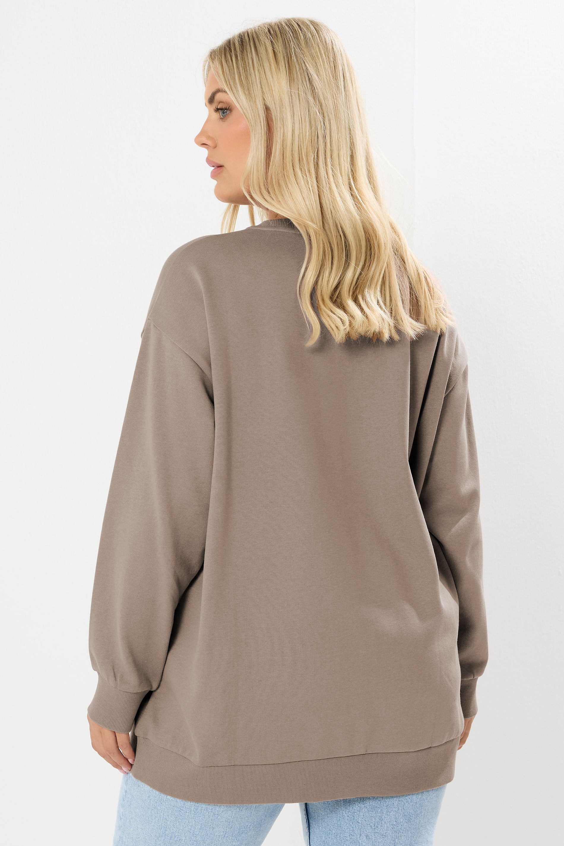  YOURS Curve Sweat-shirt Brodé Marron à Slogan « Coffee Club »