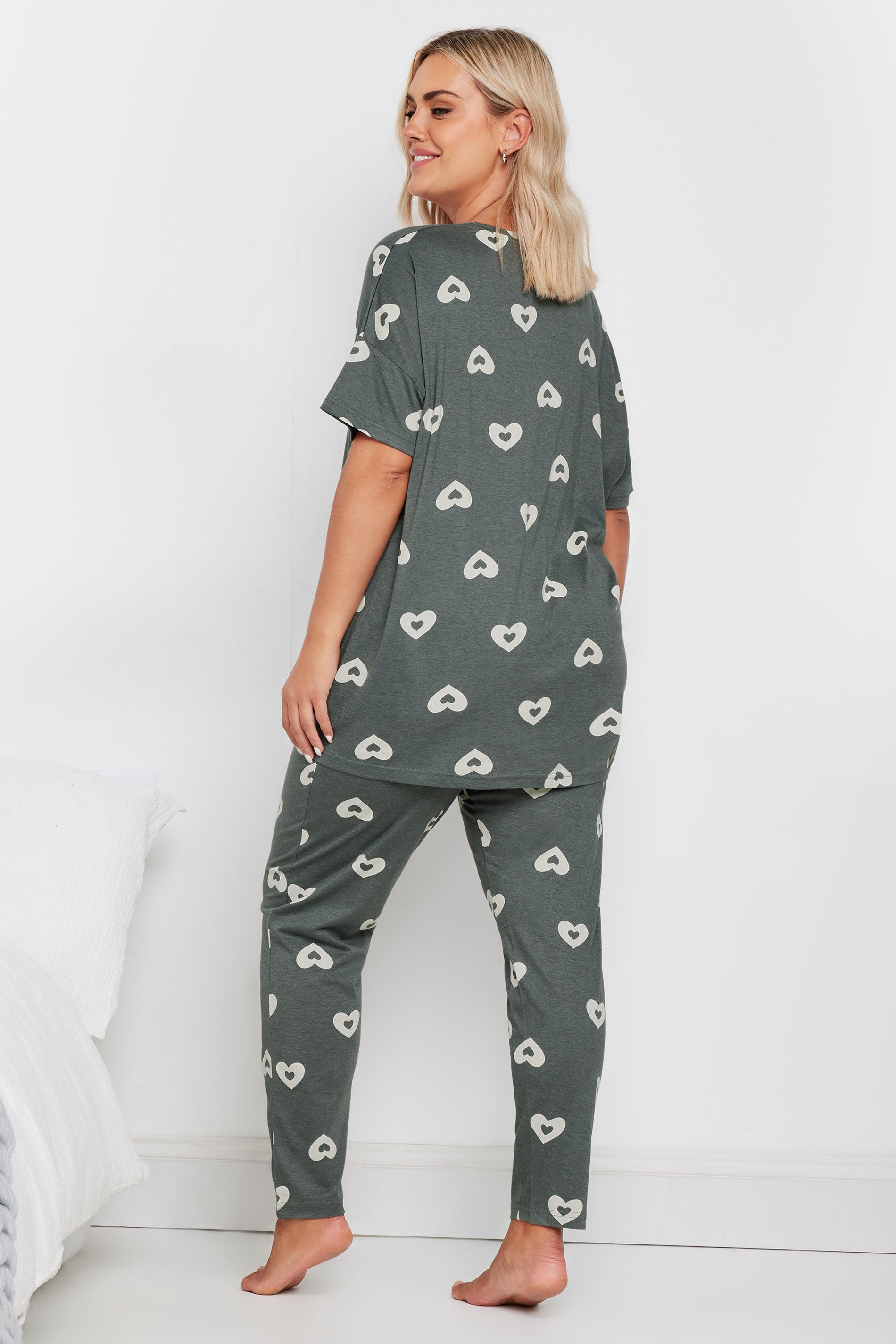  YOURS - Ensemble De Pyjama Gris Imprimé Coeurs