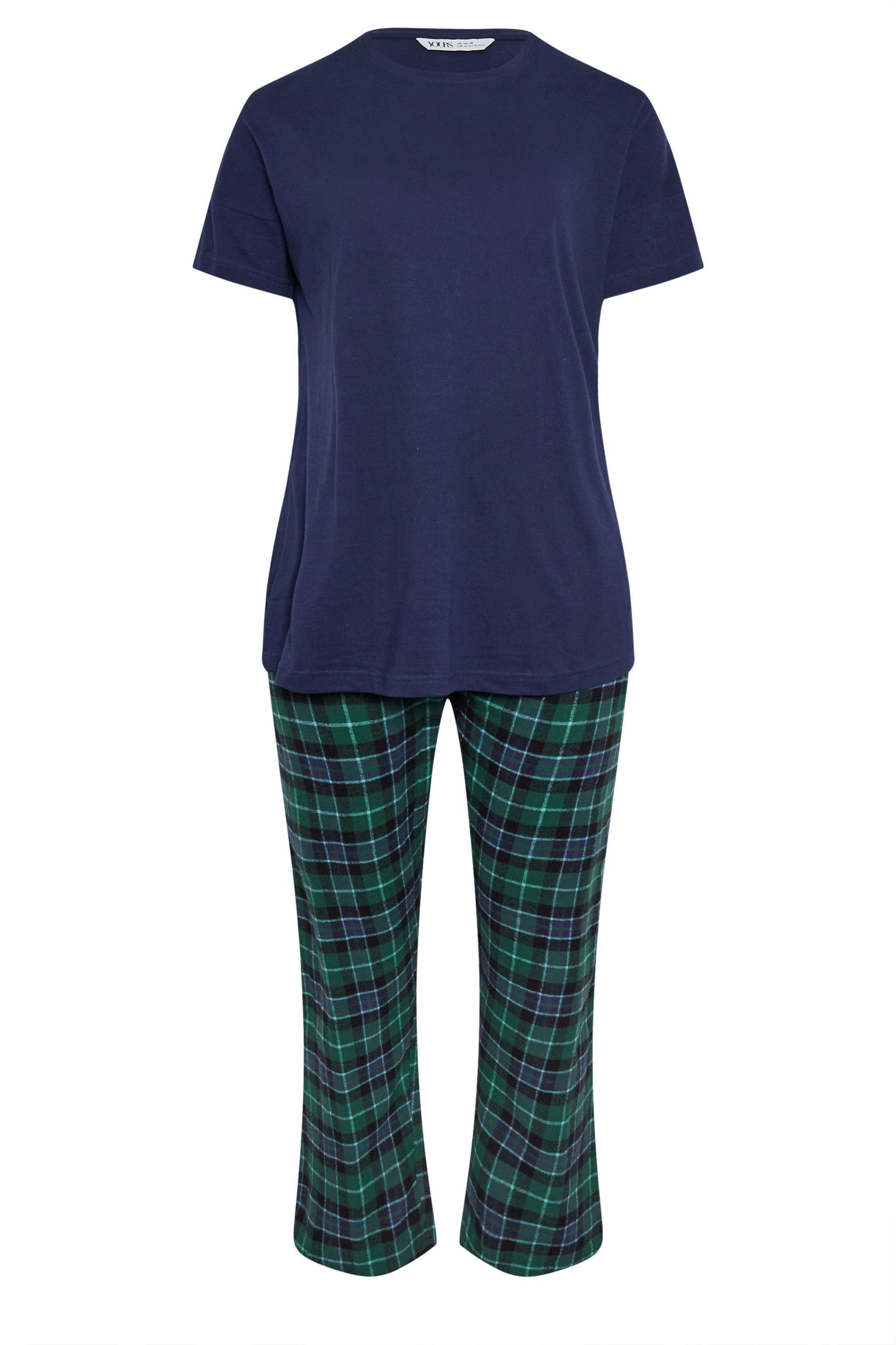  YOURS - Ensemble De Pyjama Bleu Marine & Vert à Carreaux