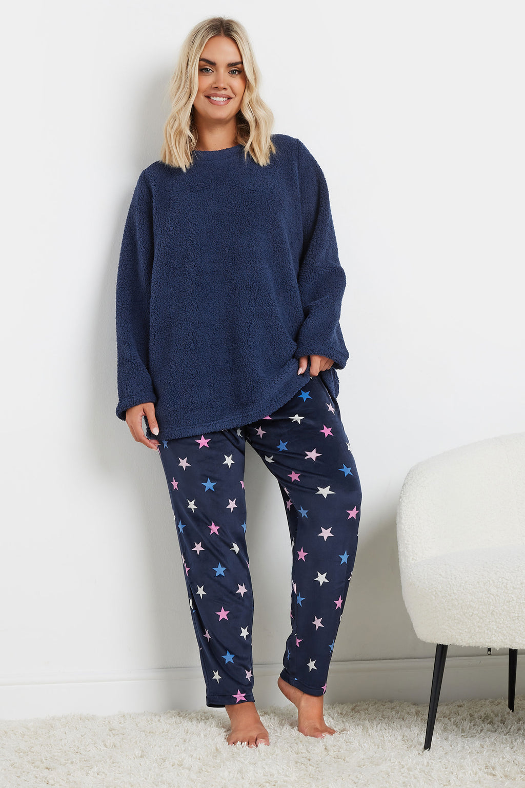  YOURS - Ensemble Loungewear Bleu Étoiles En Peluche