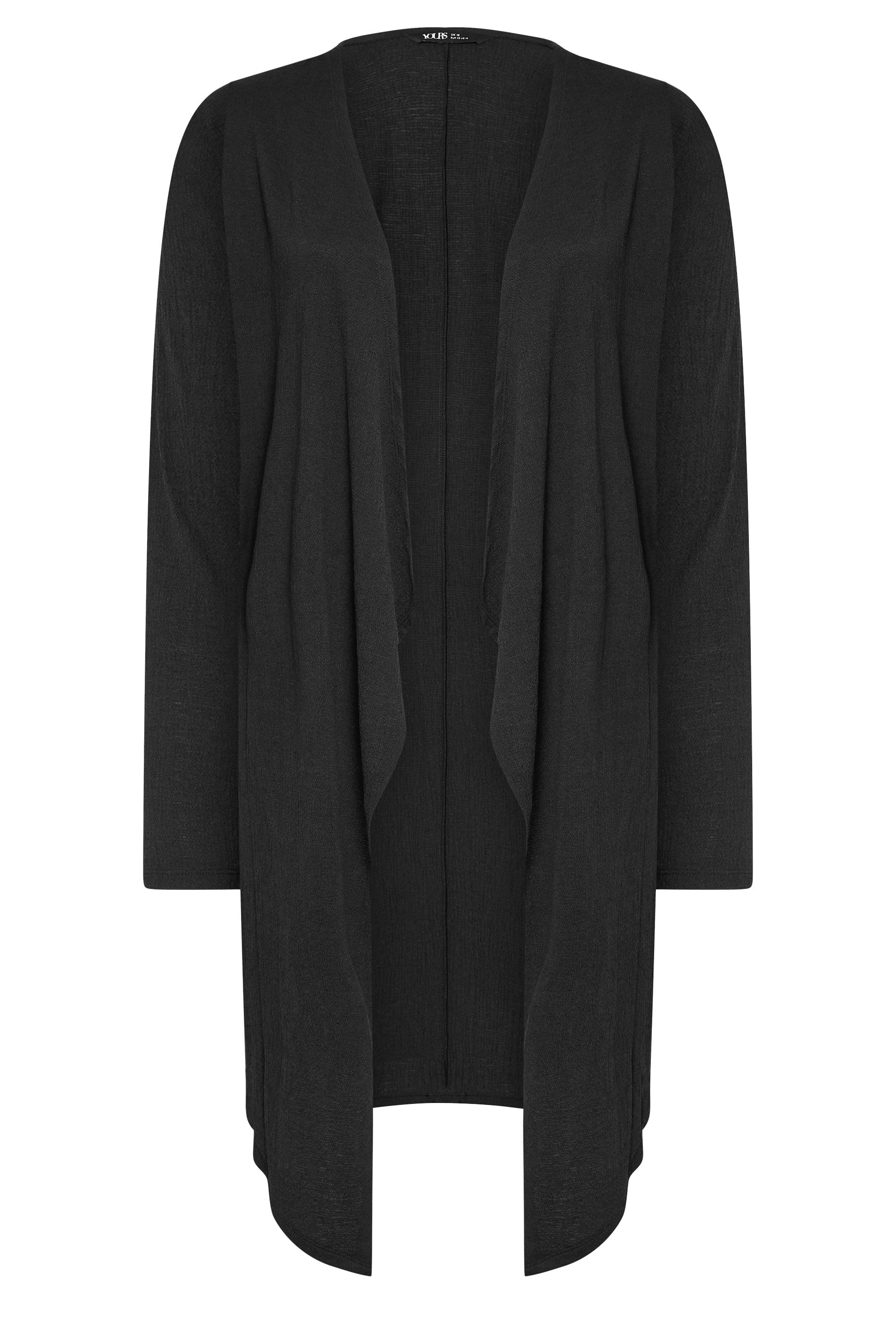  YOURS - Cardigan Maxi Noir Texturé En Cascade