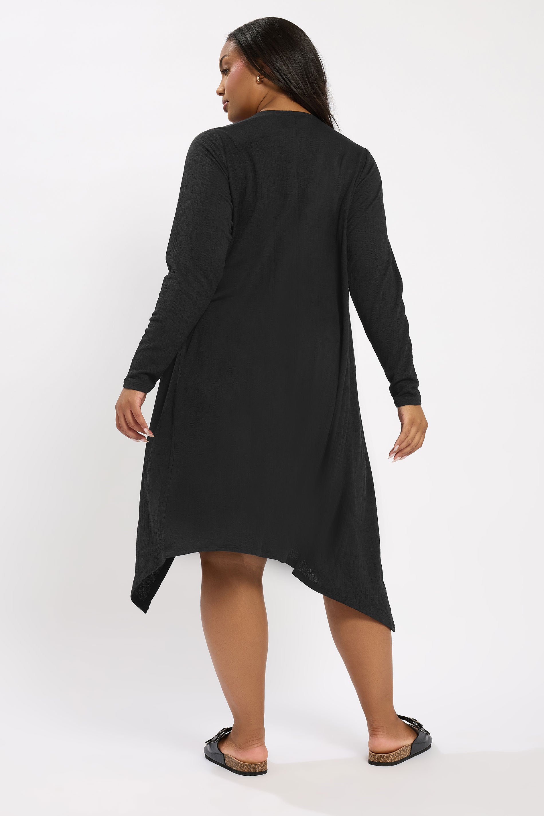  YOURS - Cardigan Maxi Noir Texturé En Cascade