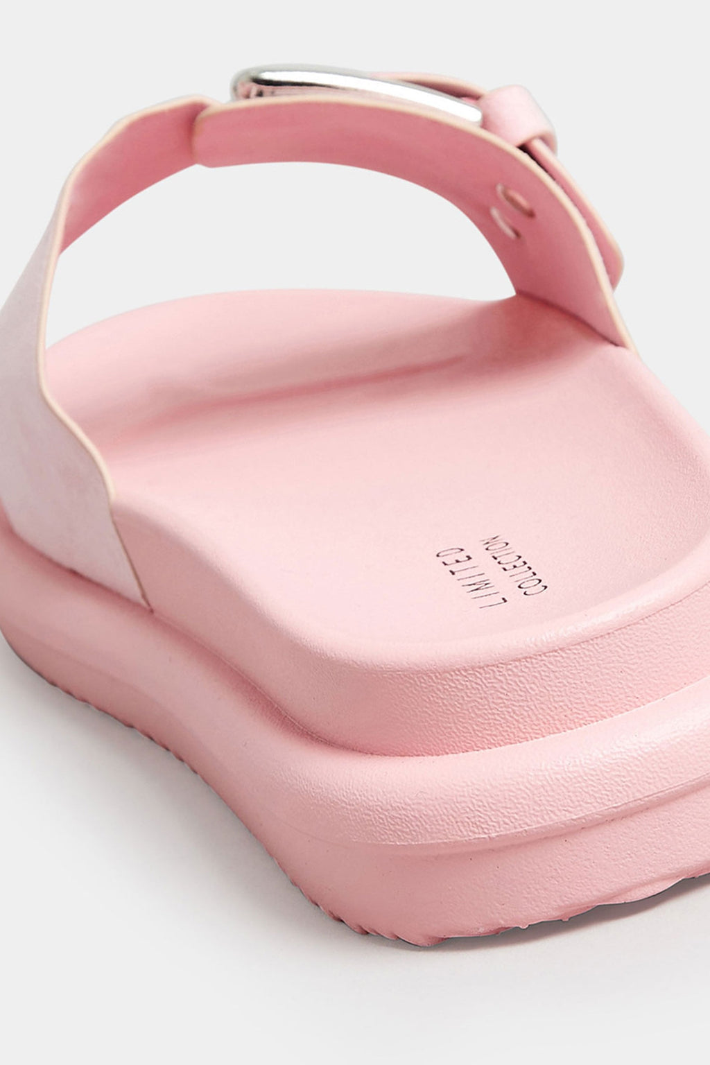  LIMITED COLLECTION - Claquettes Roses Effet Daim à Boucles Pieds Larges E & EEE