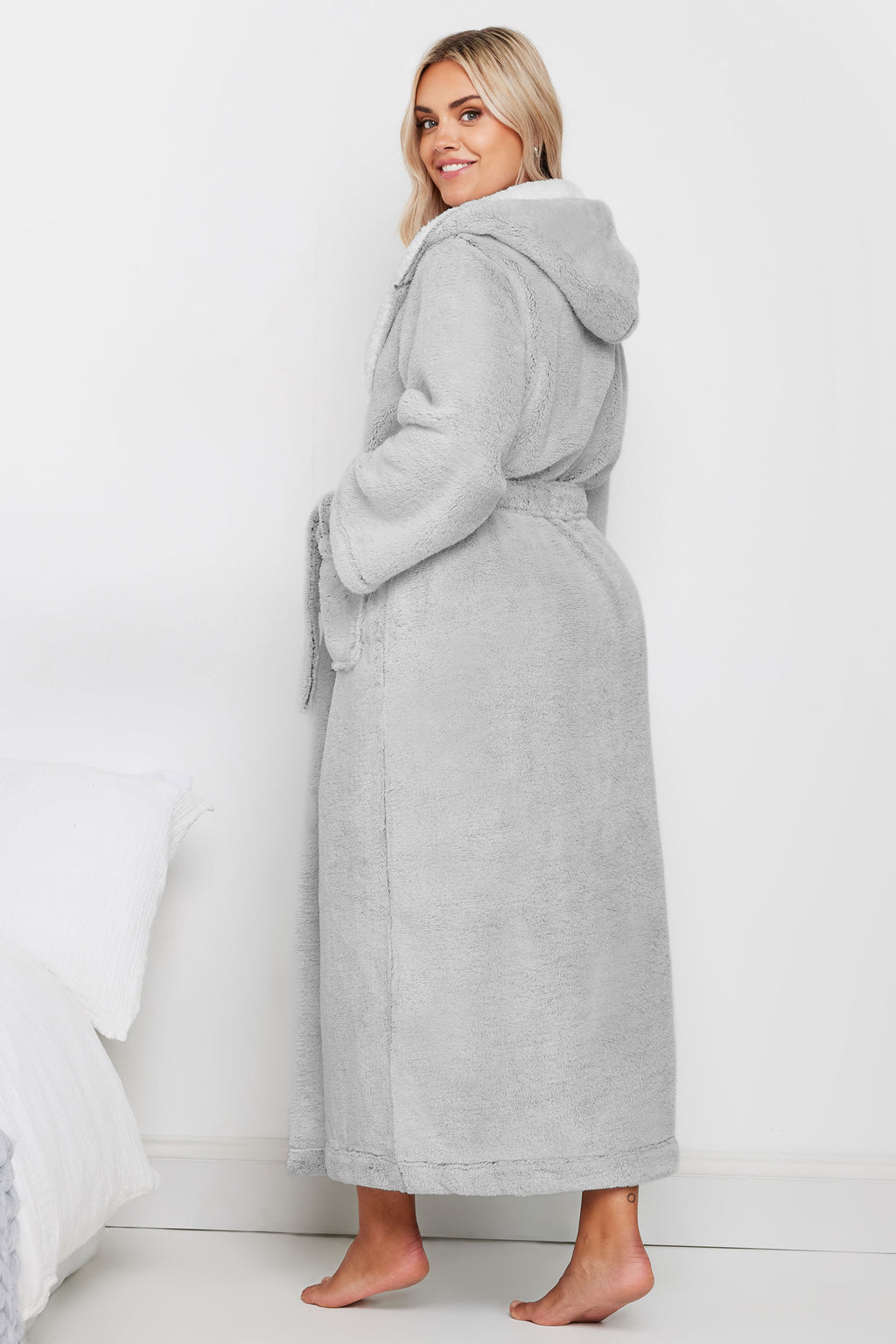  YOURS - Robe De Chambre Grise Maxi à Capuche