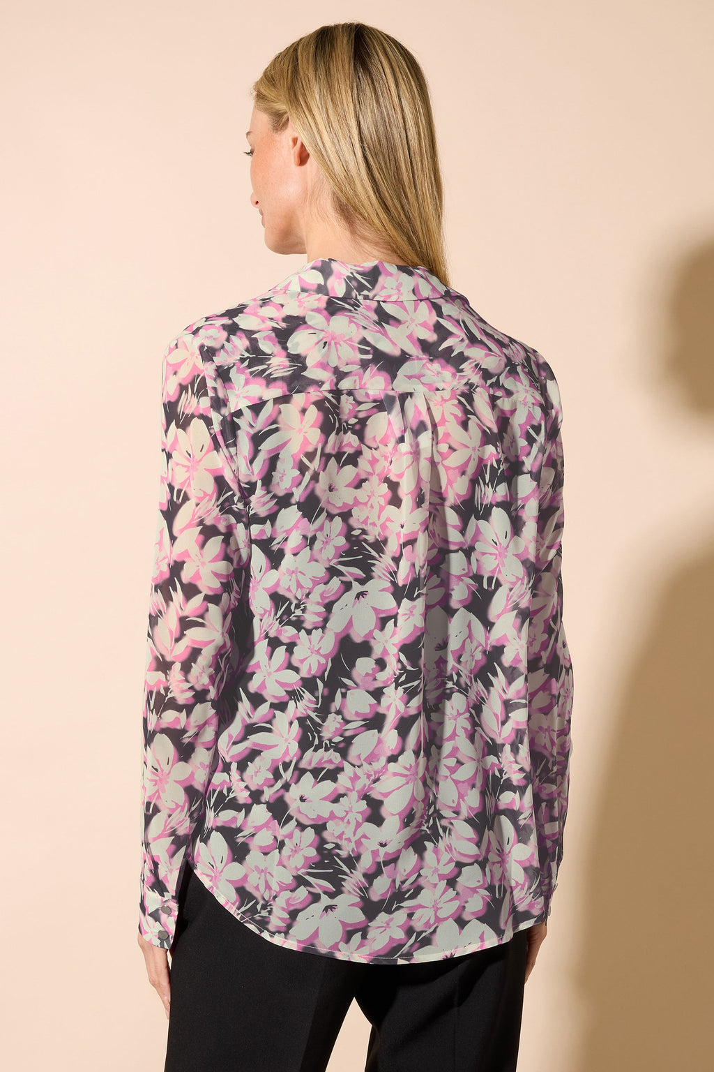  STAR Pink Floral Tie Neck Blouse
