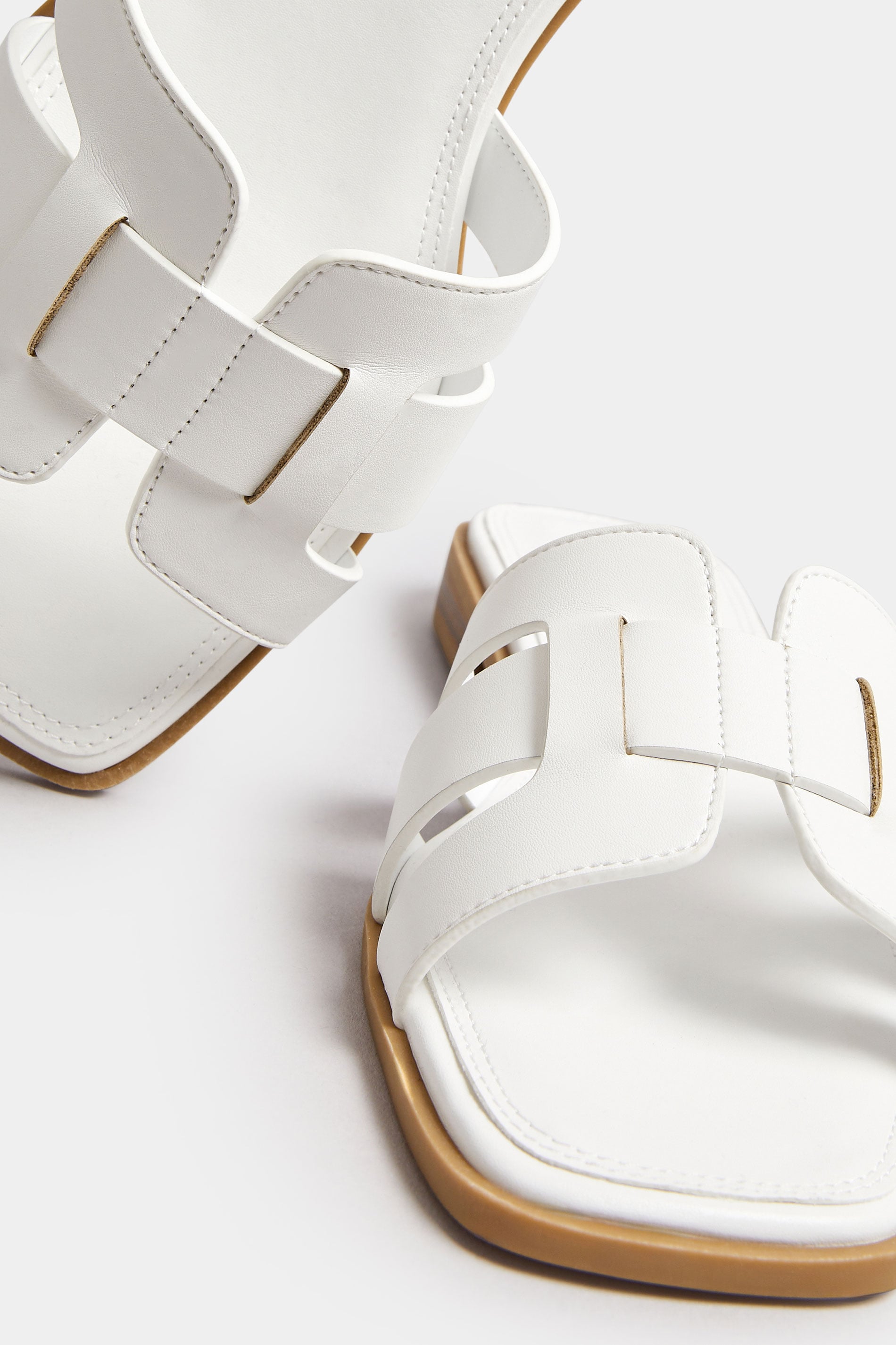  Mules Sandales Blanches Design Découpé Pieds Extra Larges EEE