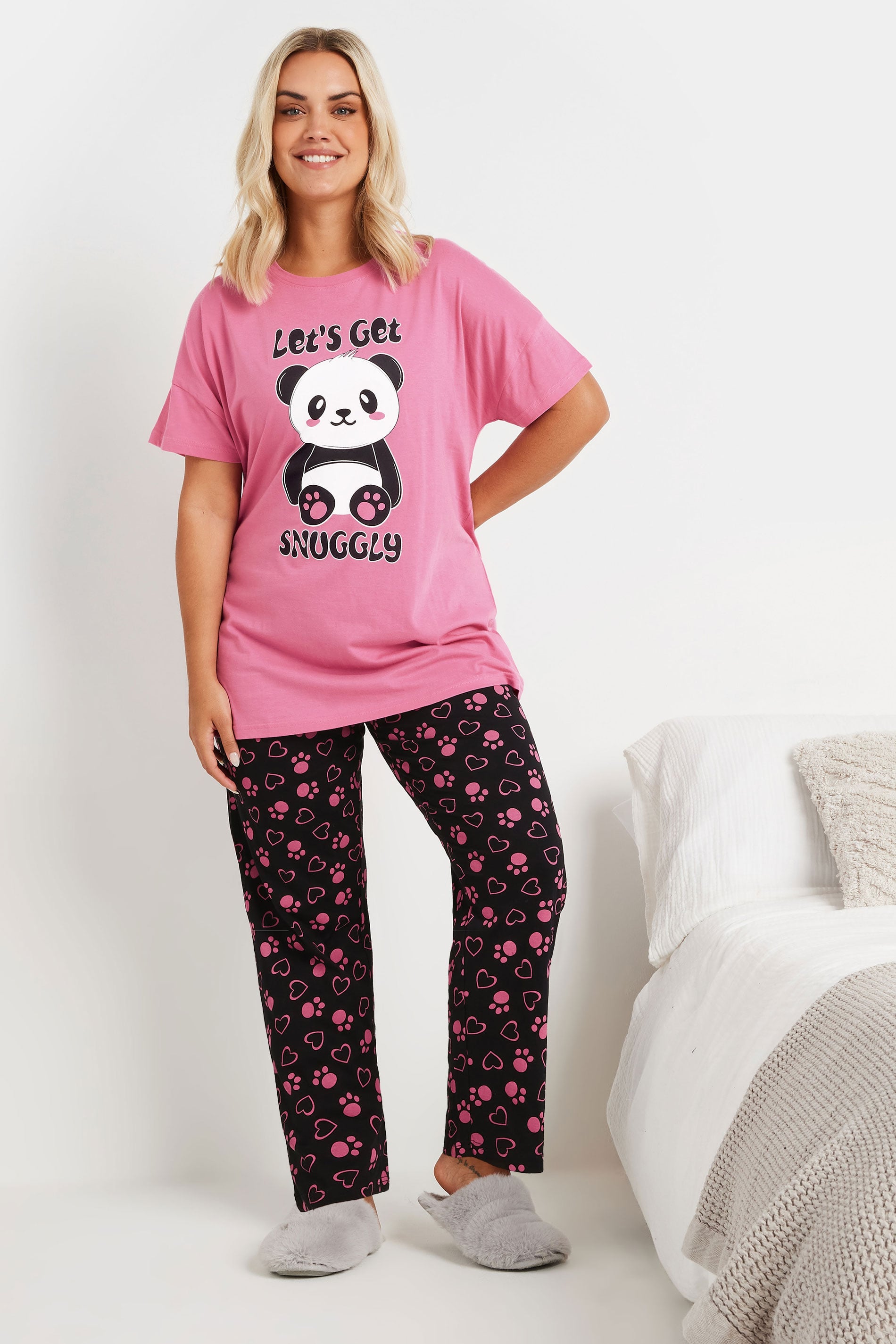  YOURS - Ensemble De Pyjama Rose 'Let's Get Snuggly' Coupe Wide Leg