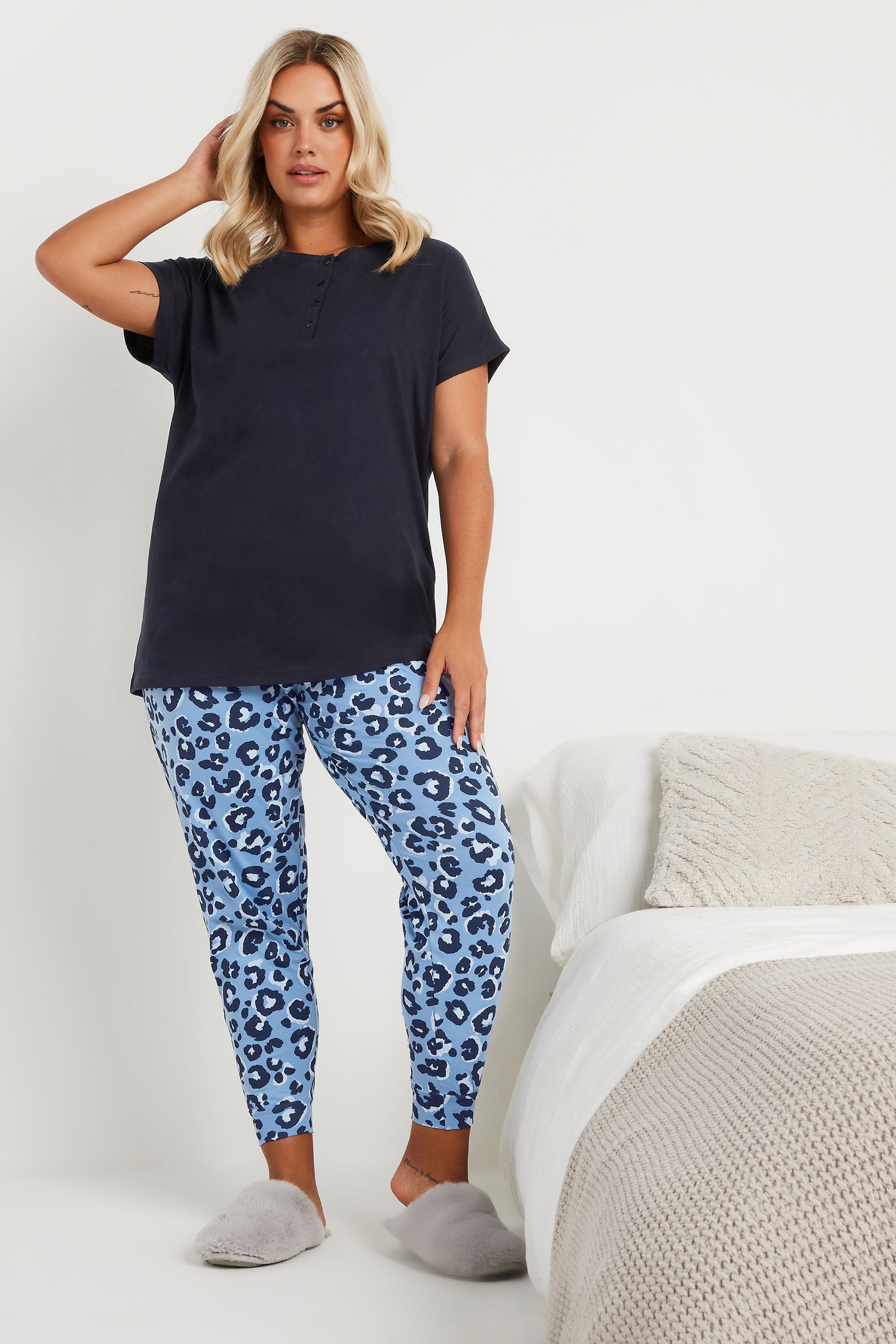  YOURS - Haut De Pyjama Bleu Marine En Coton